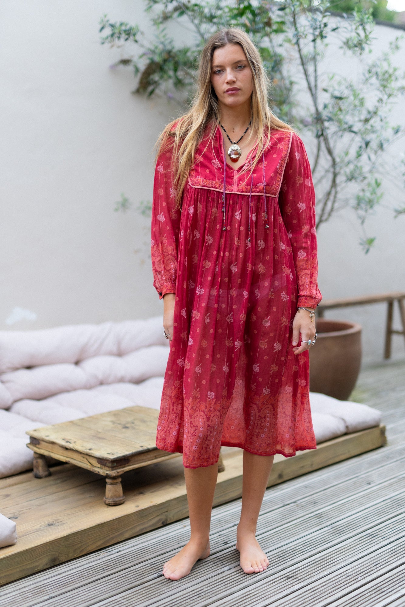 PINK INDIAN MIDI DRESS