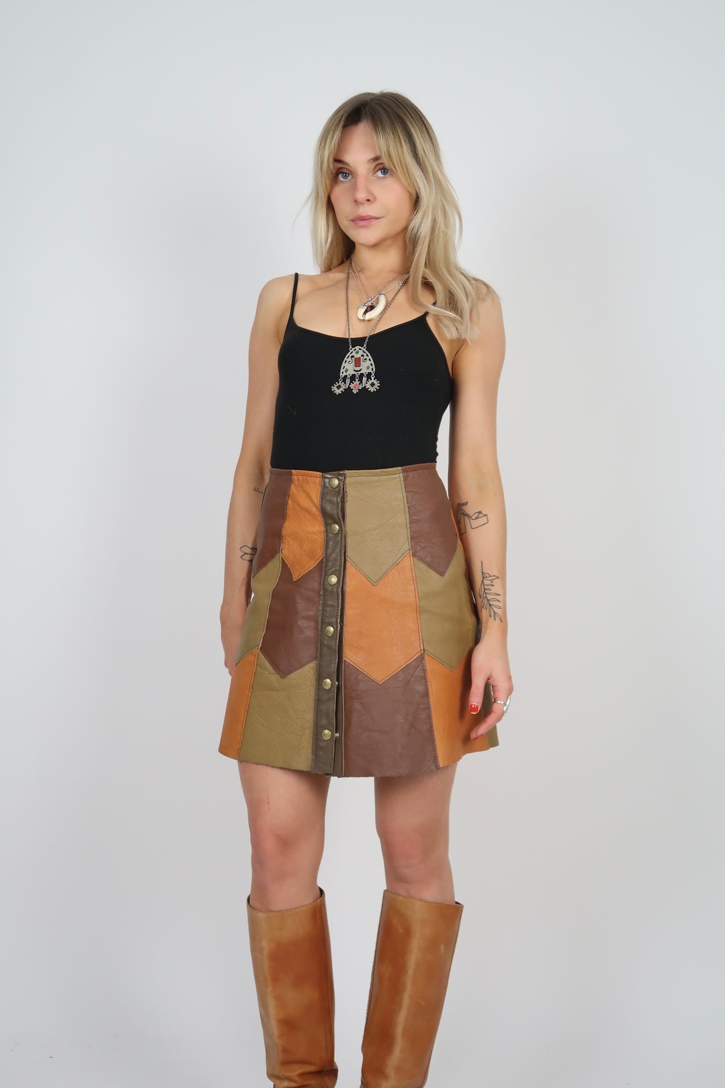 1970s panelled mini skirt