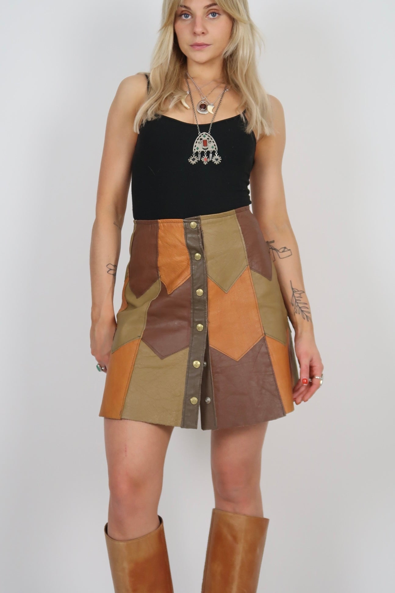 1970s panelled mini skirt