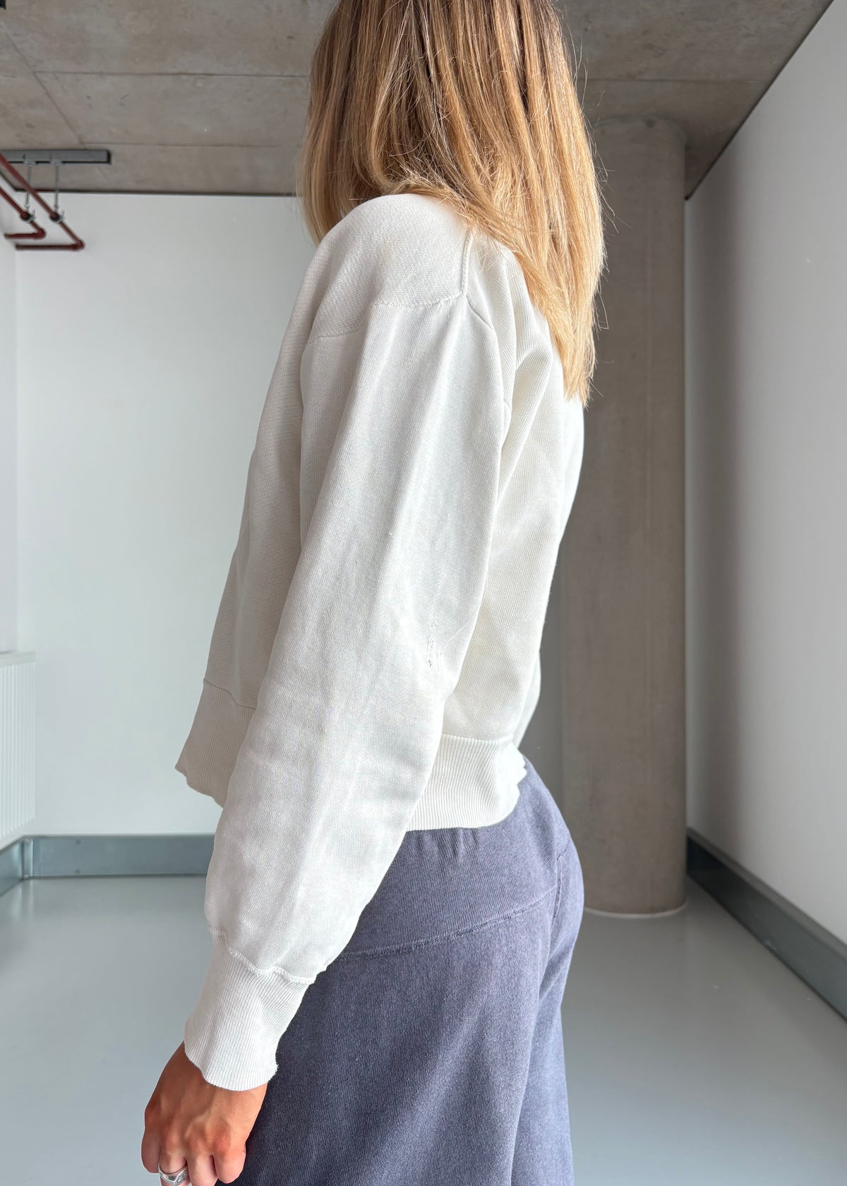 1950s white zip up sweat