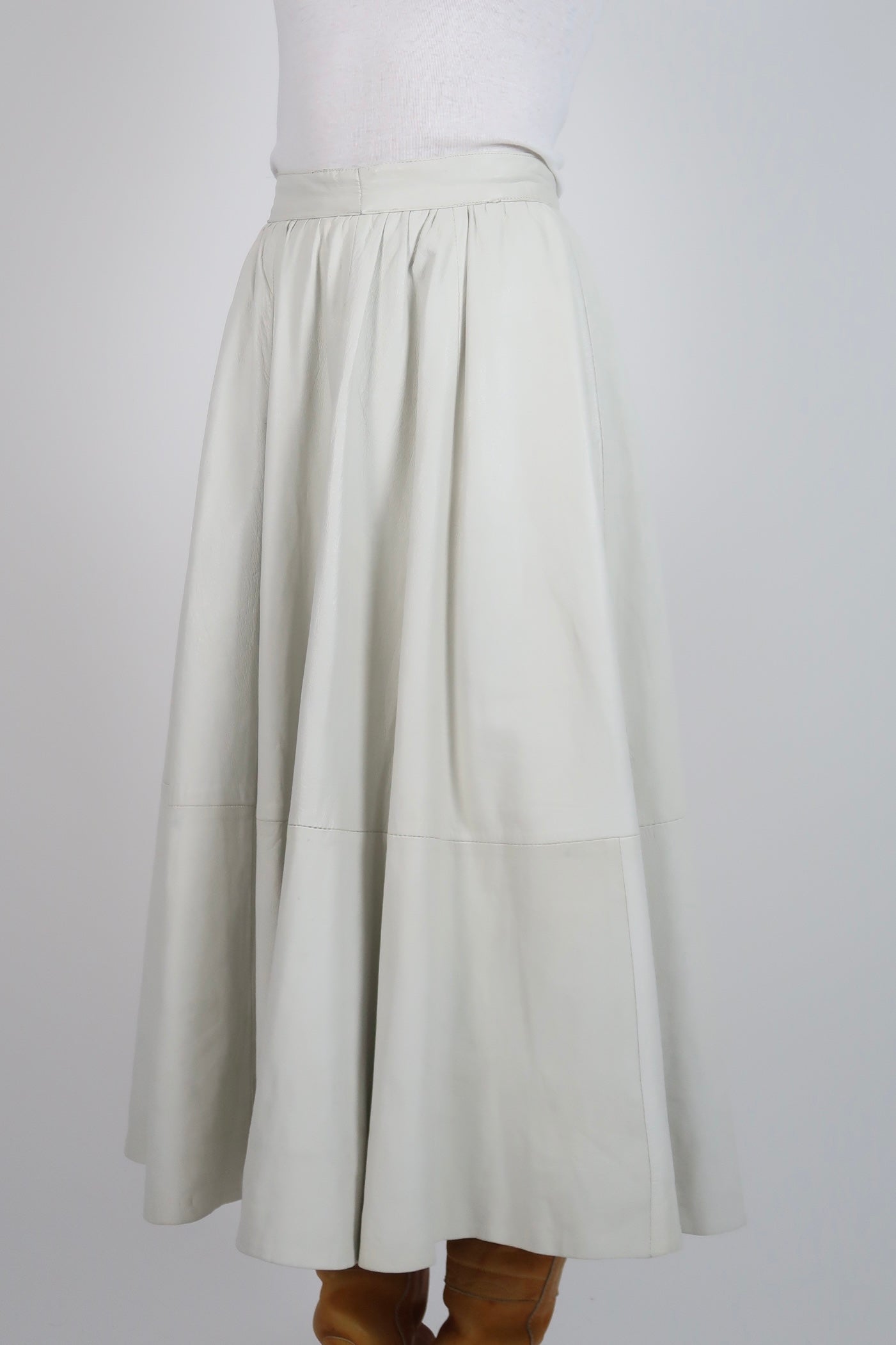 Buttery white leather skirt