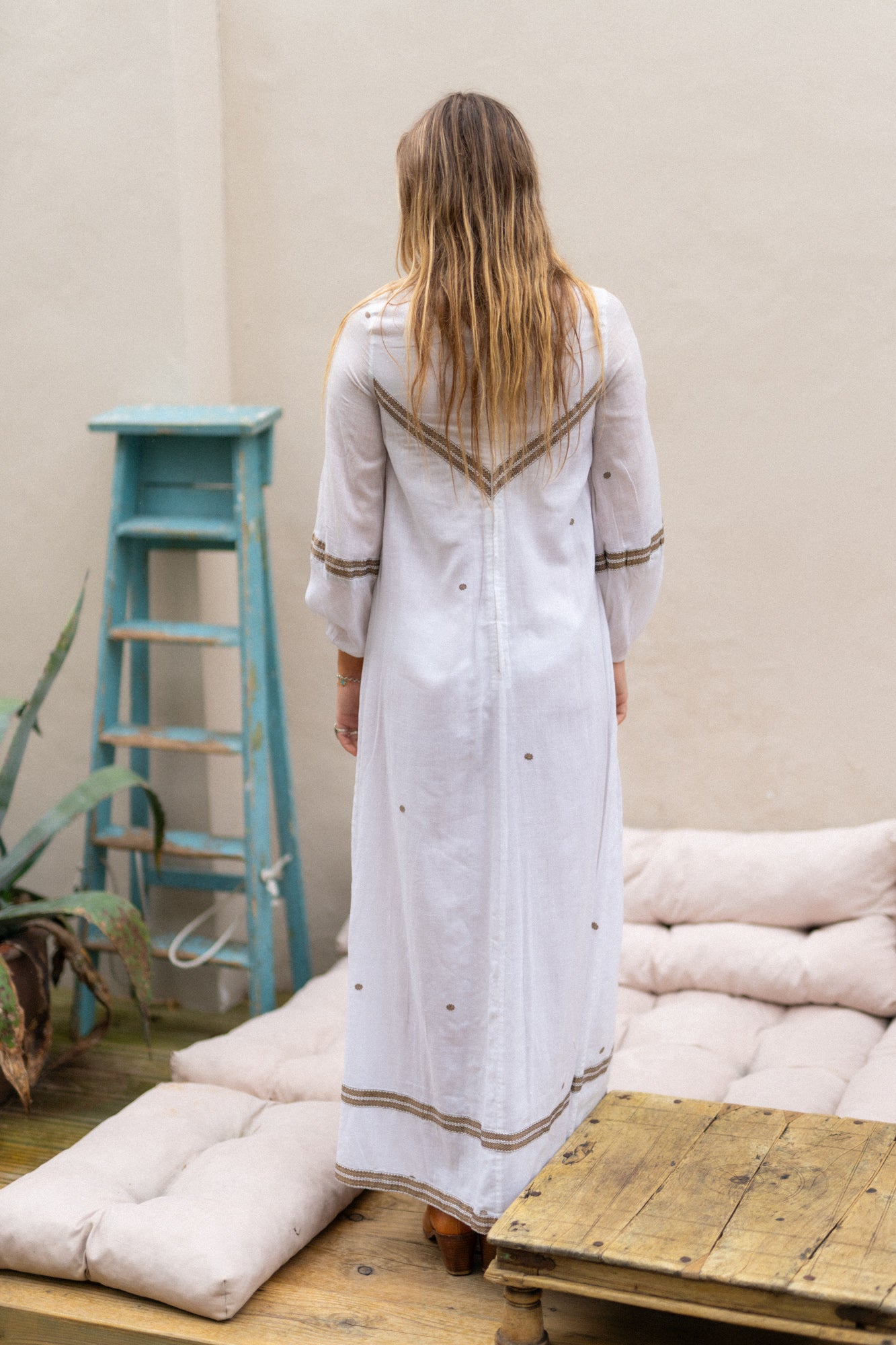 Tracey Lowe white AND GOLD MAXI