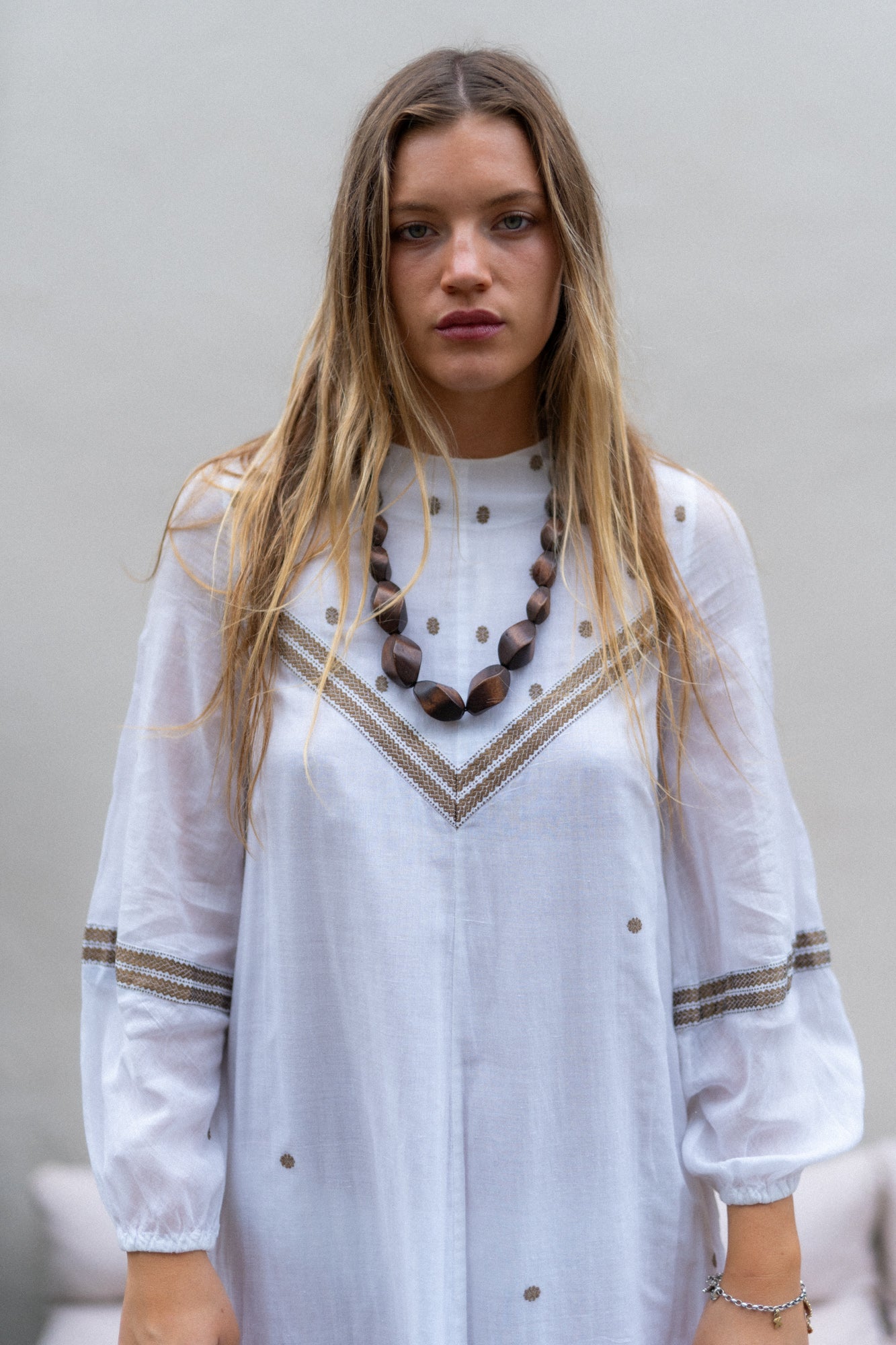 Tracey Lowe white AND GOLD MAXI