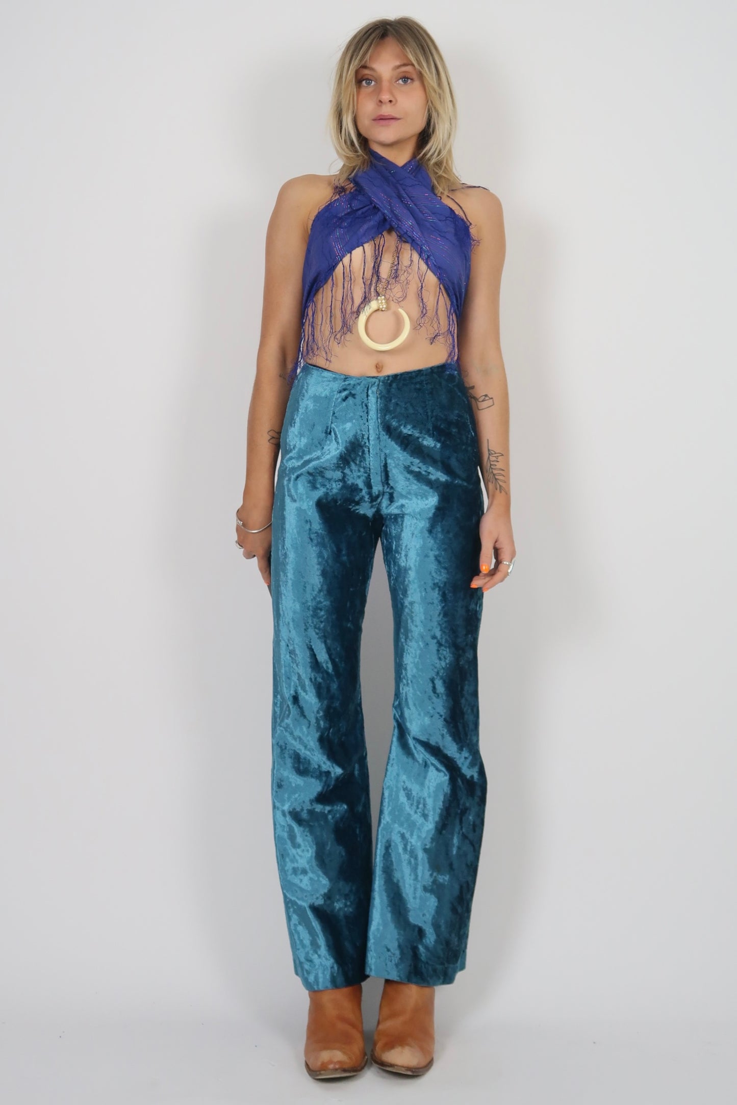 Late 1960s crushed velvet flares