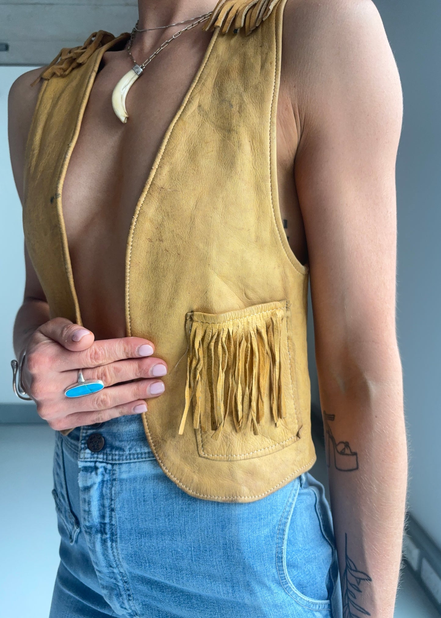 70s leather waistcoat