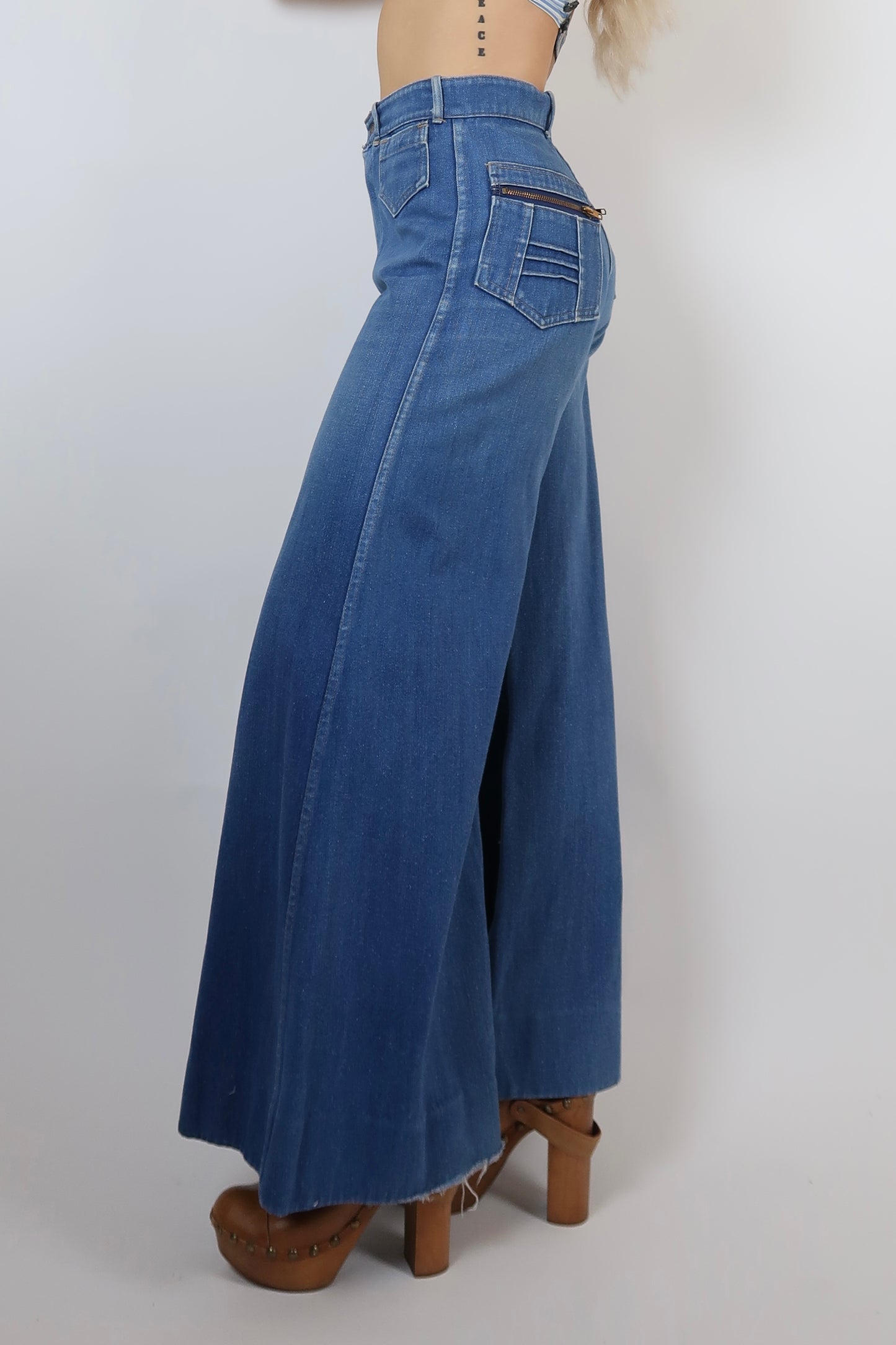 1970s huge bell flare jeans