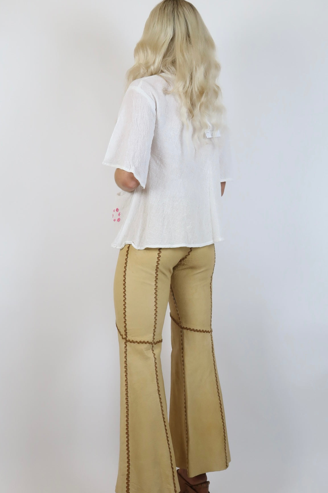 1970s cheesecloth flute sleeve top