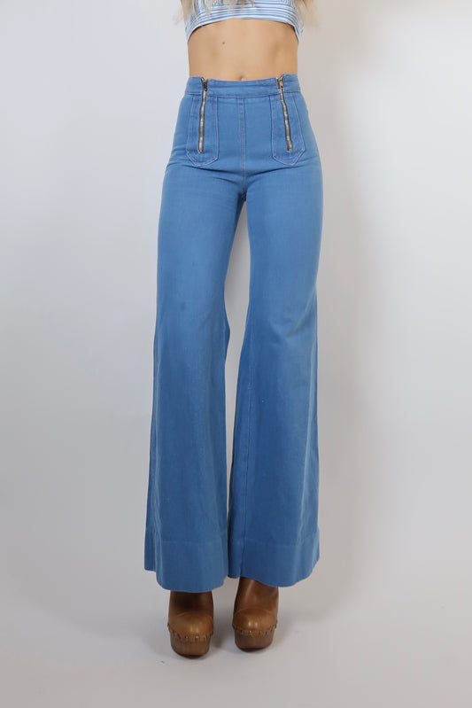 1970s double zip front bib jeans