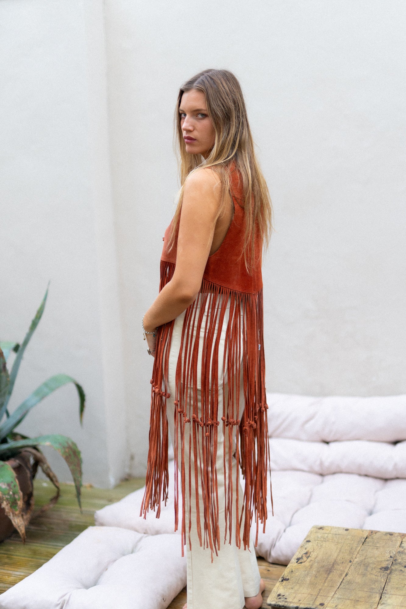 SUEDE FRINGE WAISTCOAT