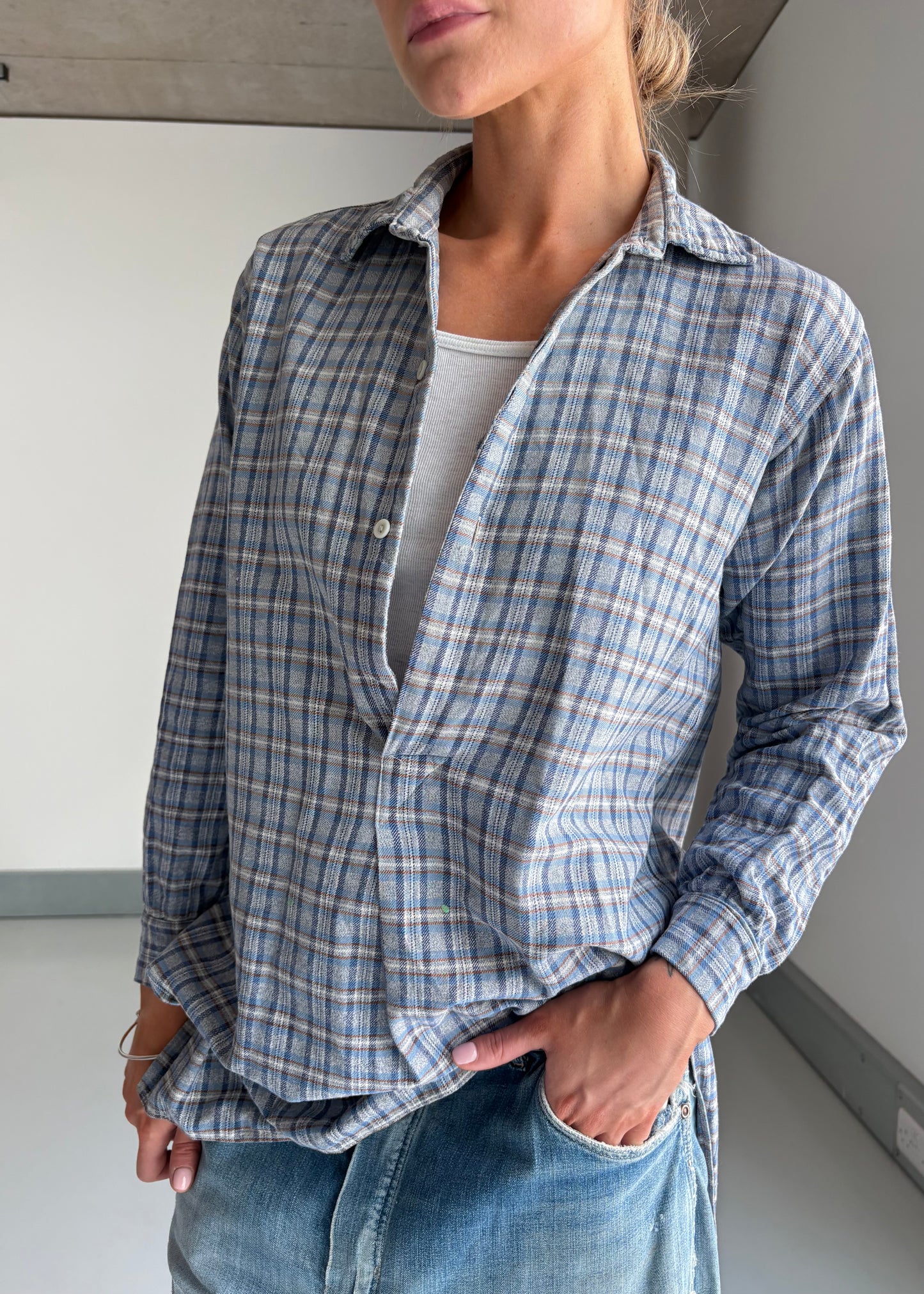 French cotton plaid work shirt