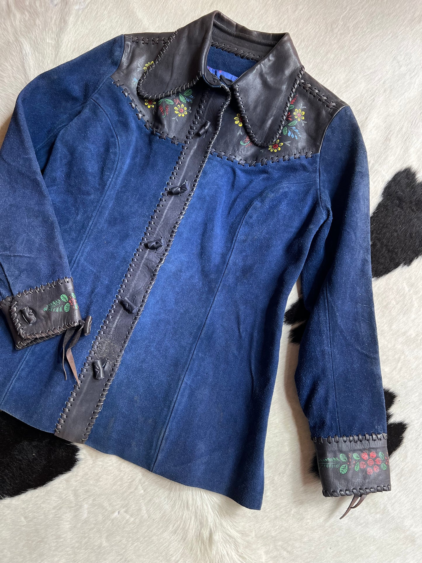1970s CHAR blue suede jacket