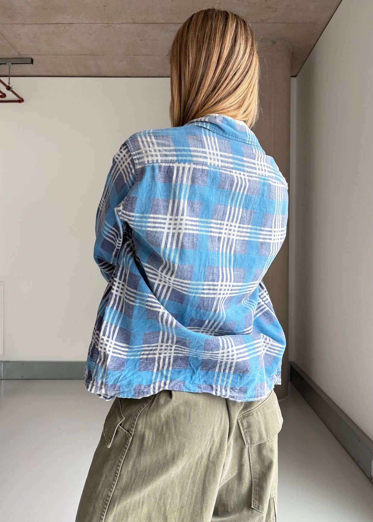 1960s blue cotton flannel