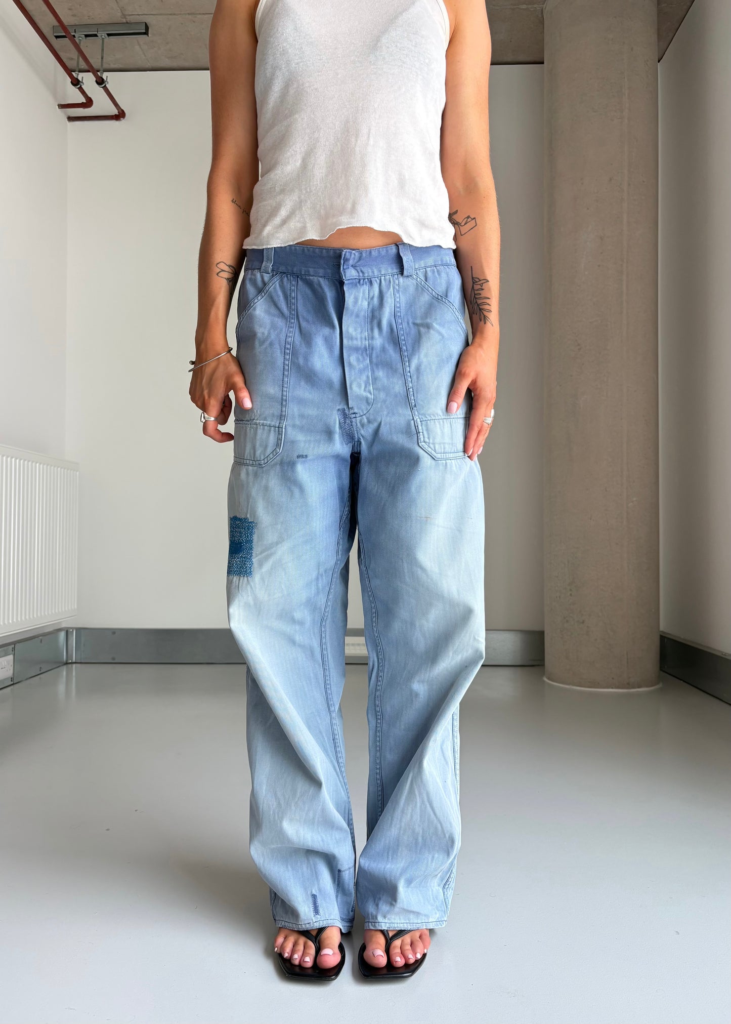 FADED BLUE WORK WEAR PANTS