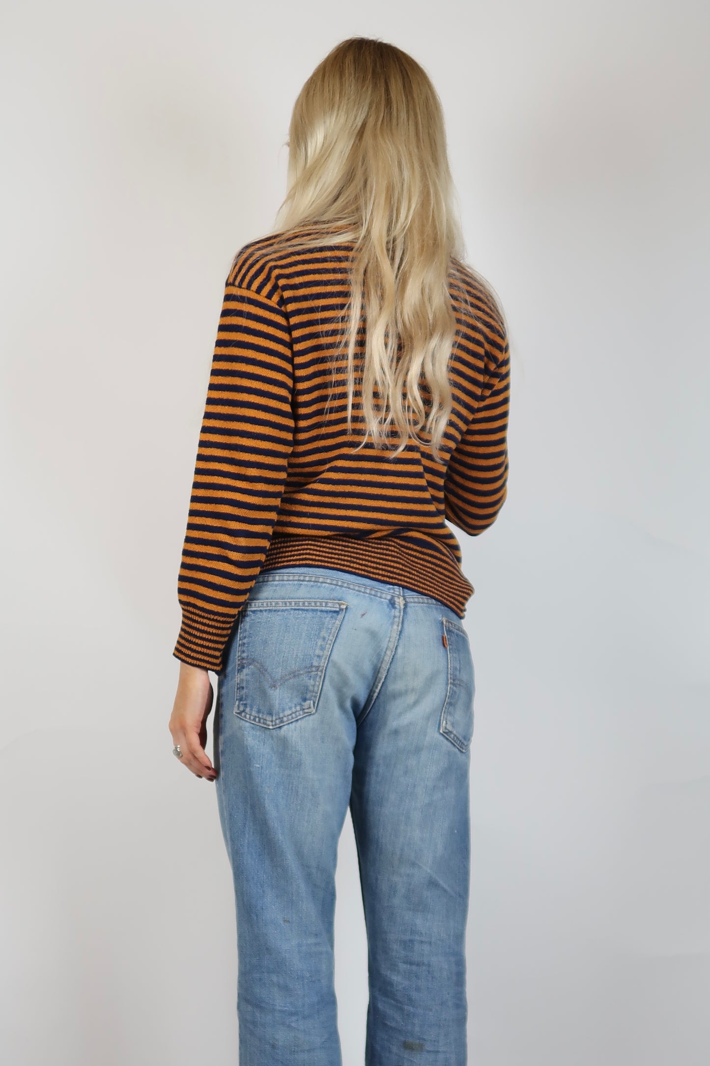 1960s navy and orange stripe knit