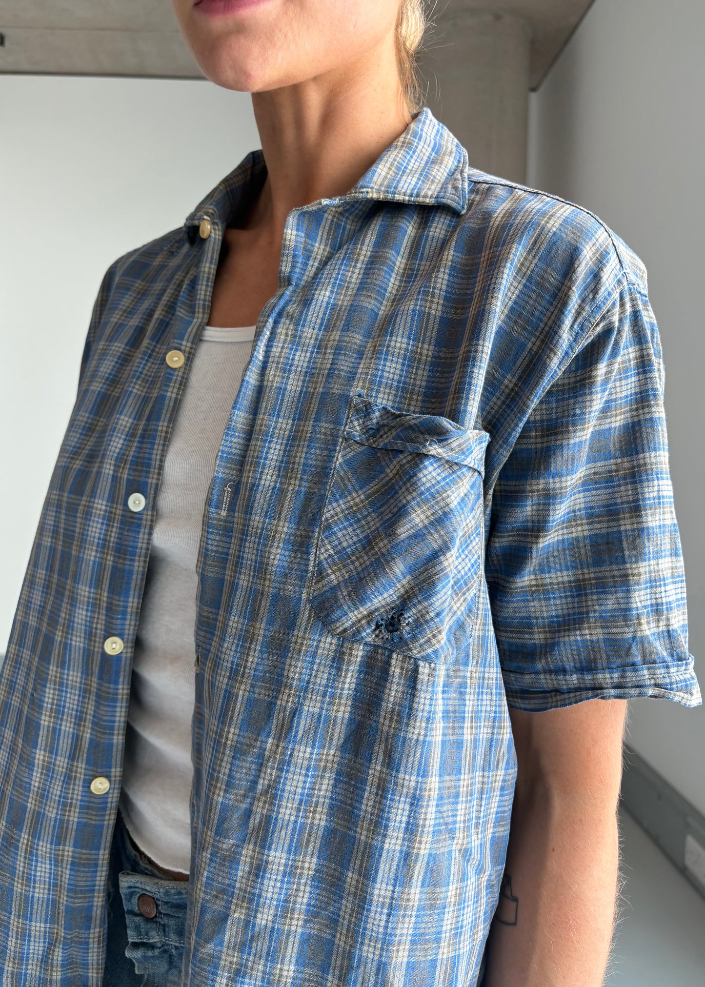 40s 50s work shirt with repairs