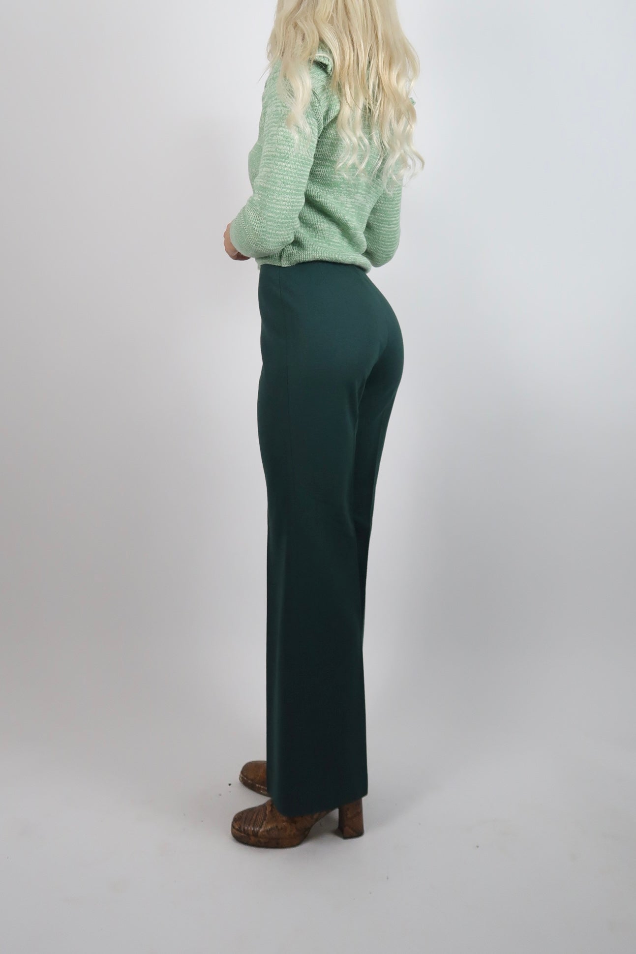 1970s bottle green suit pants