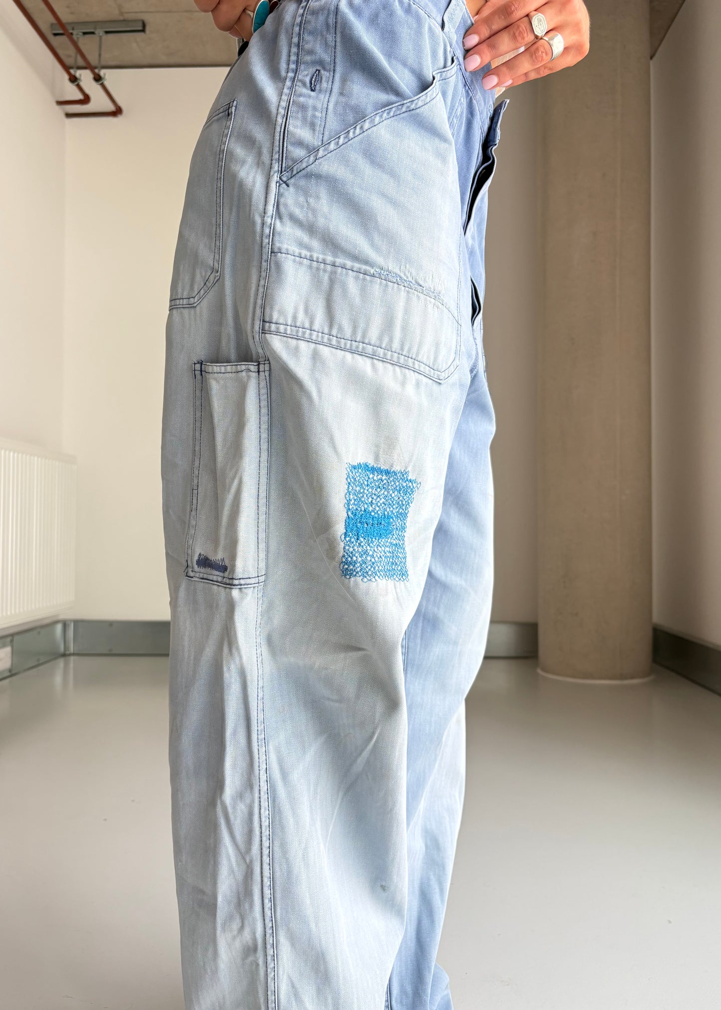 FADED BLUE WORK WEAR PANTS