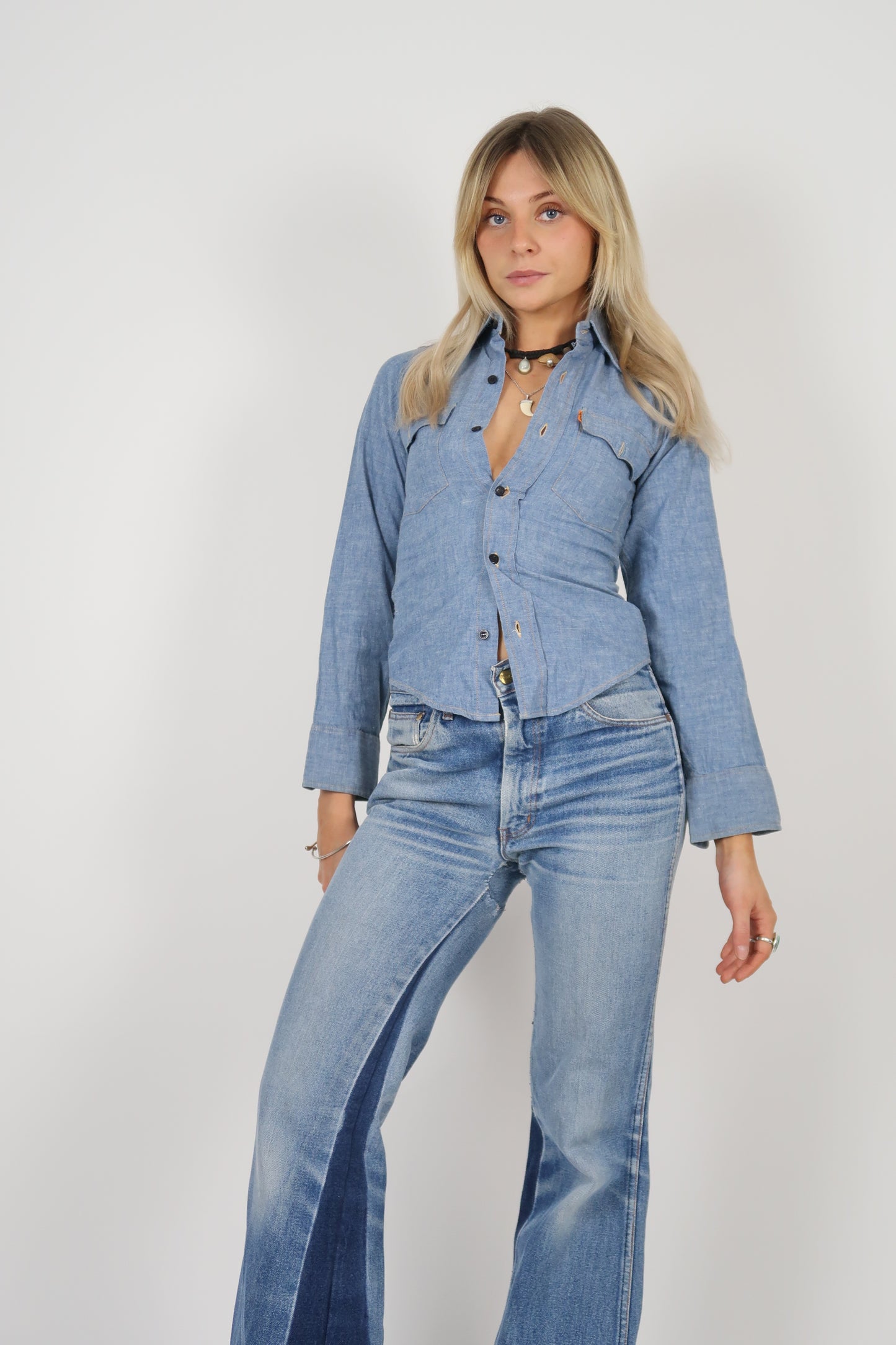 1960s Big E chambray shirt XS
