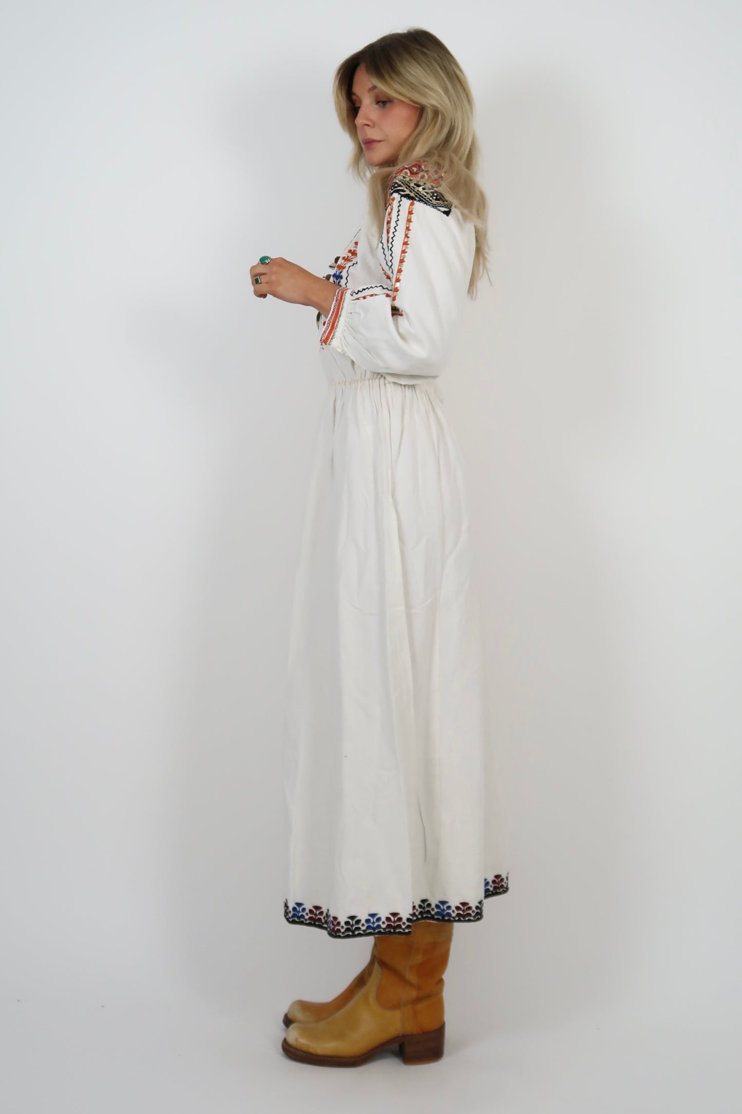 60s folk style midi dress