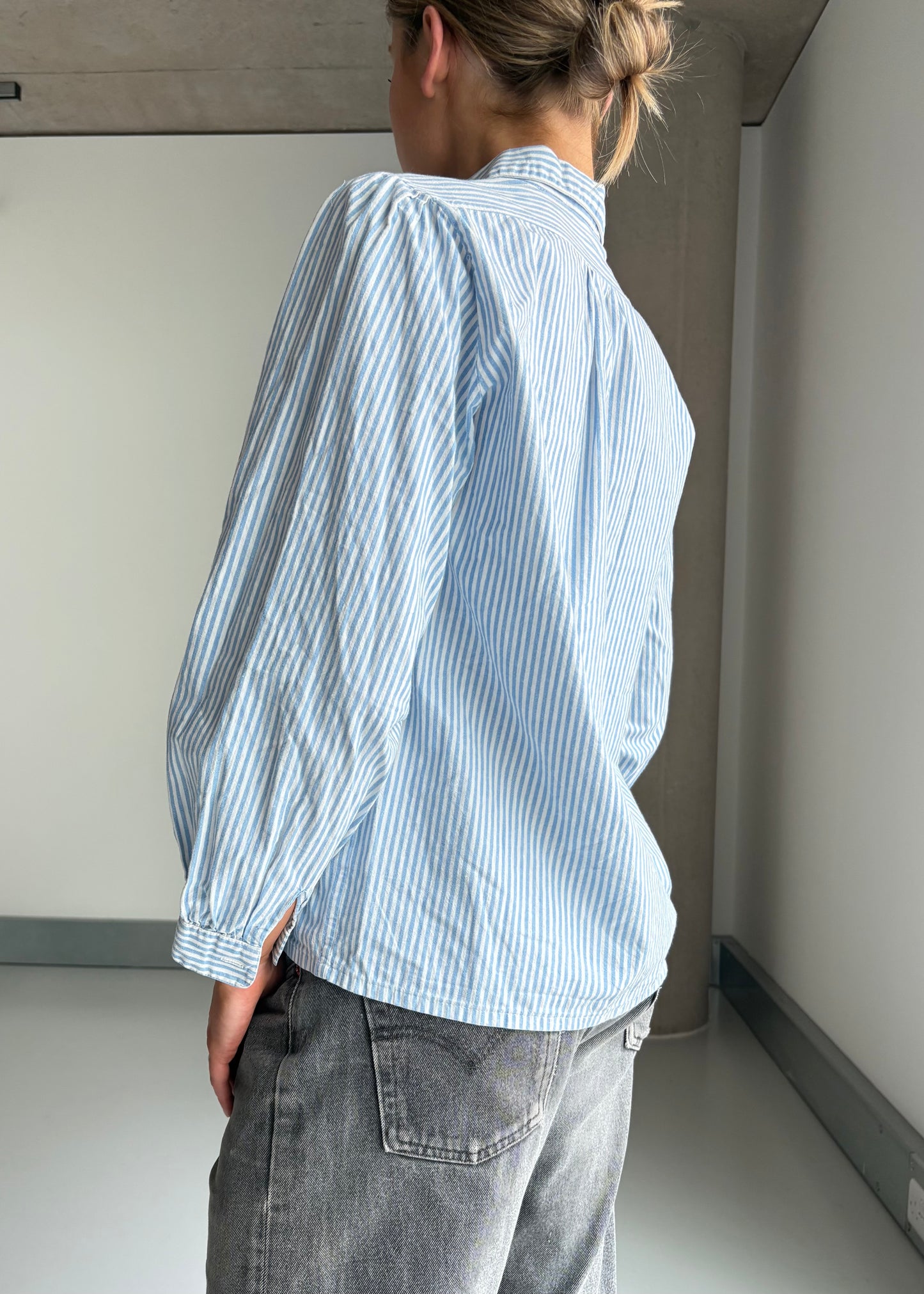 70s cotton stripe BLOUSE