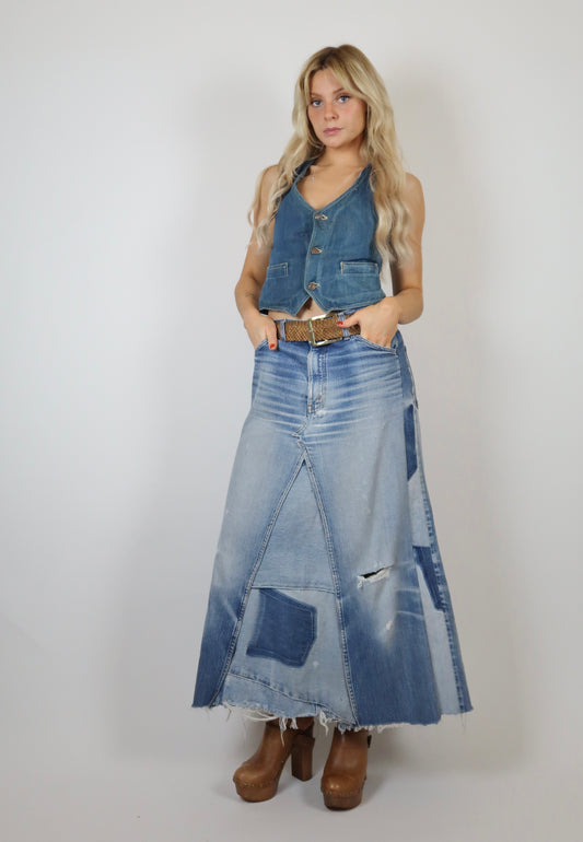 Custom made Orange tab Levis denim skirt