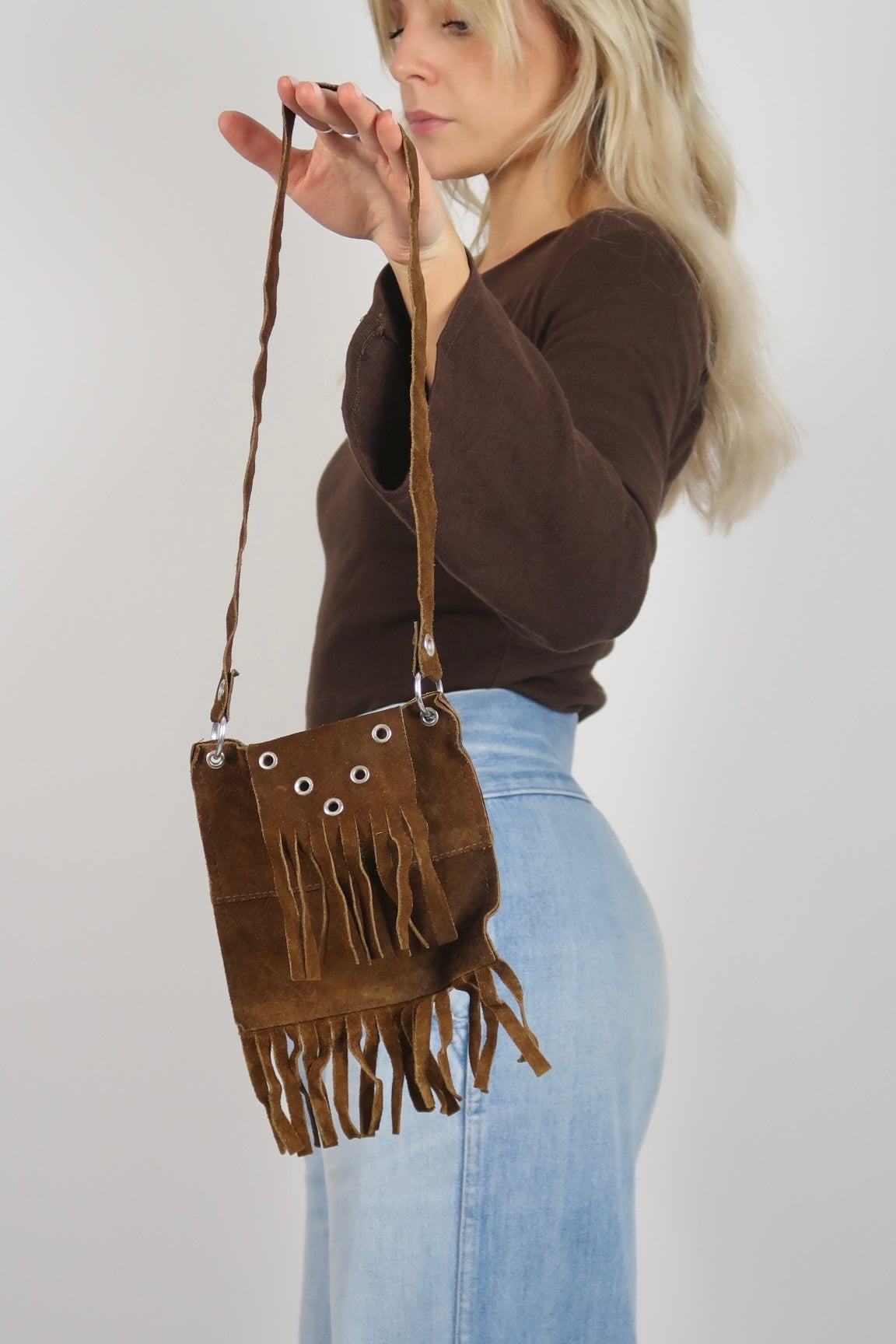 60s suede hippie bag