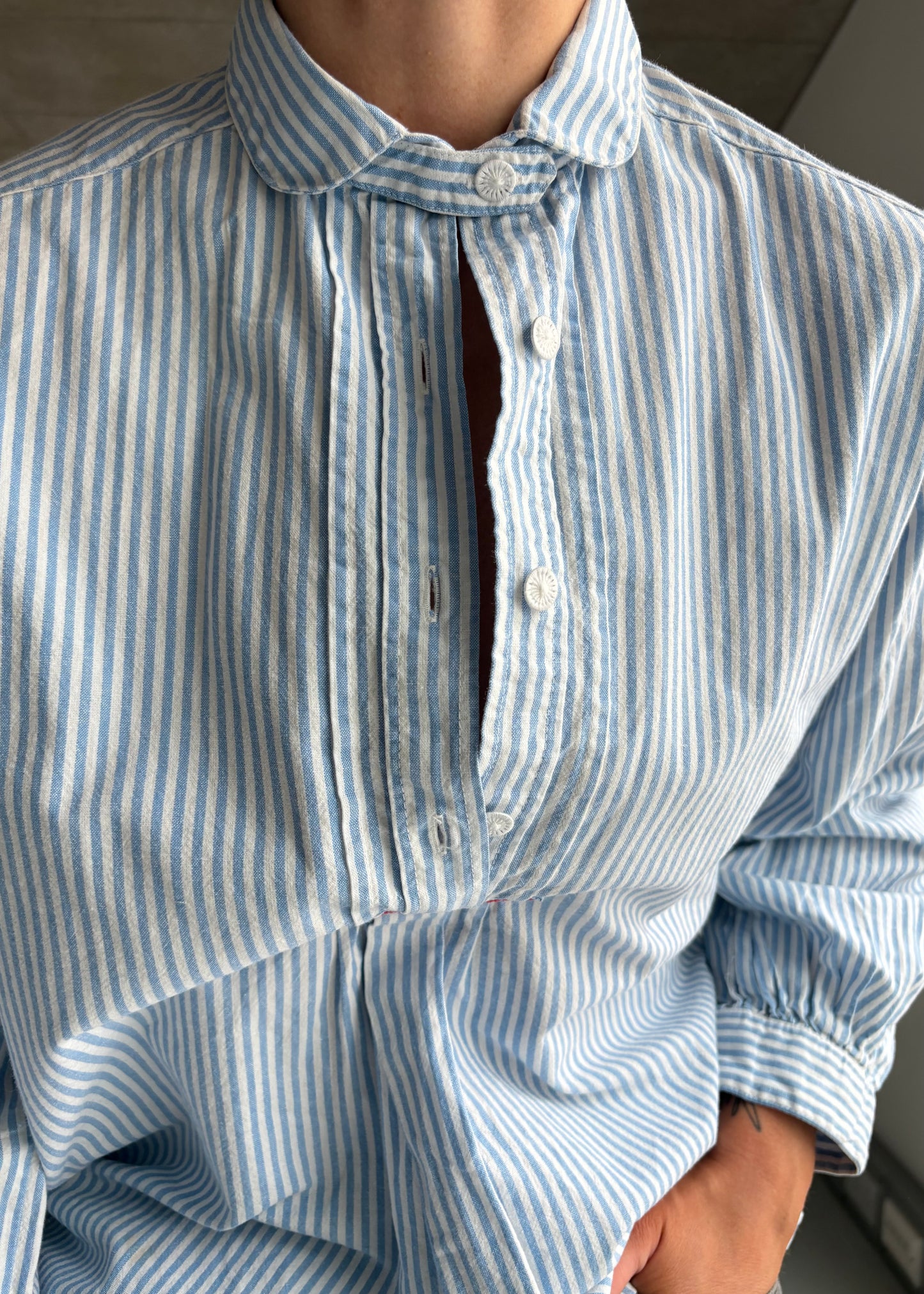 70s cotton stripe BLOUSE