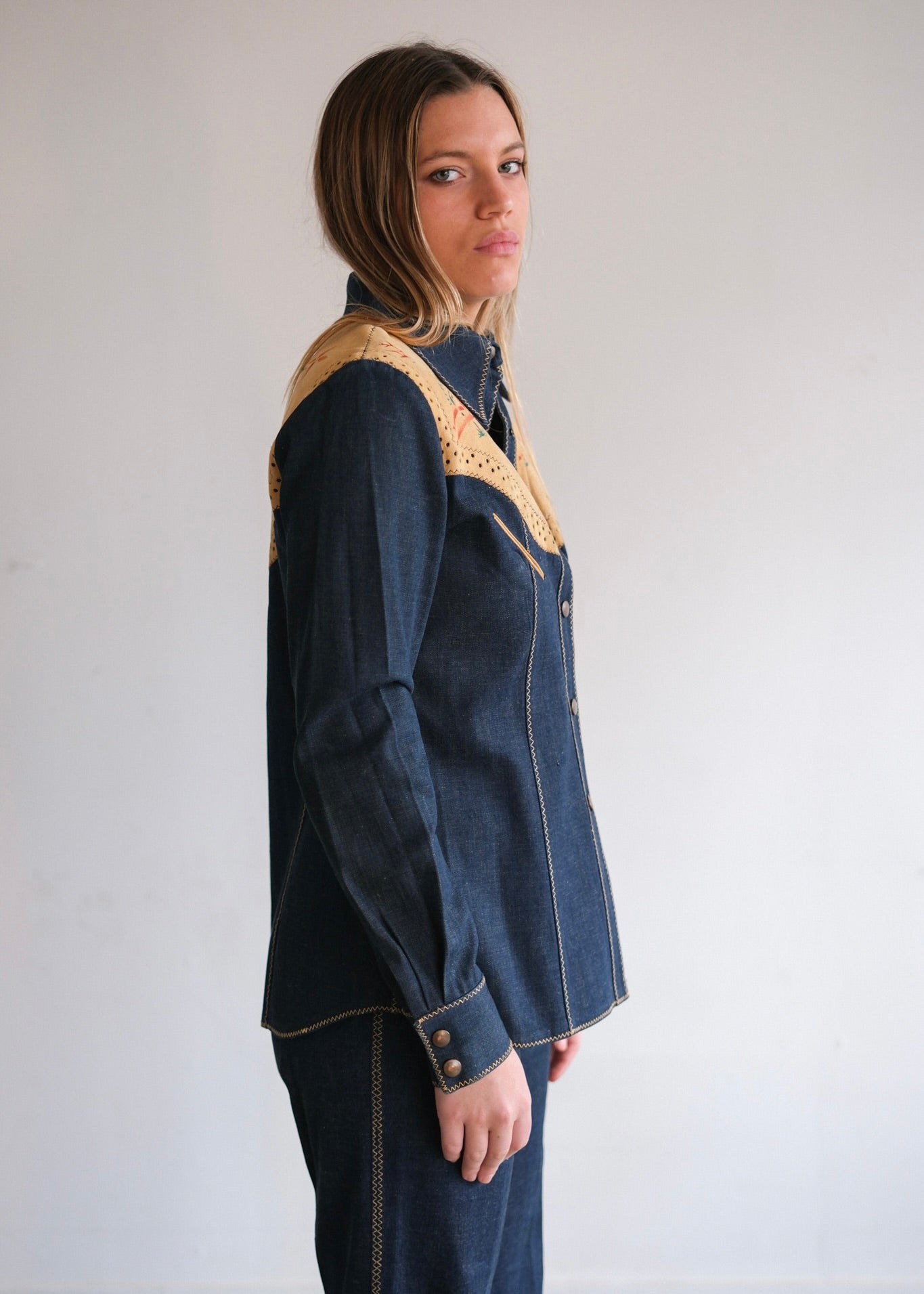 Denim suede suit