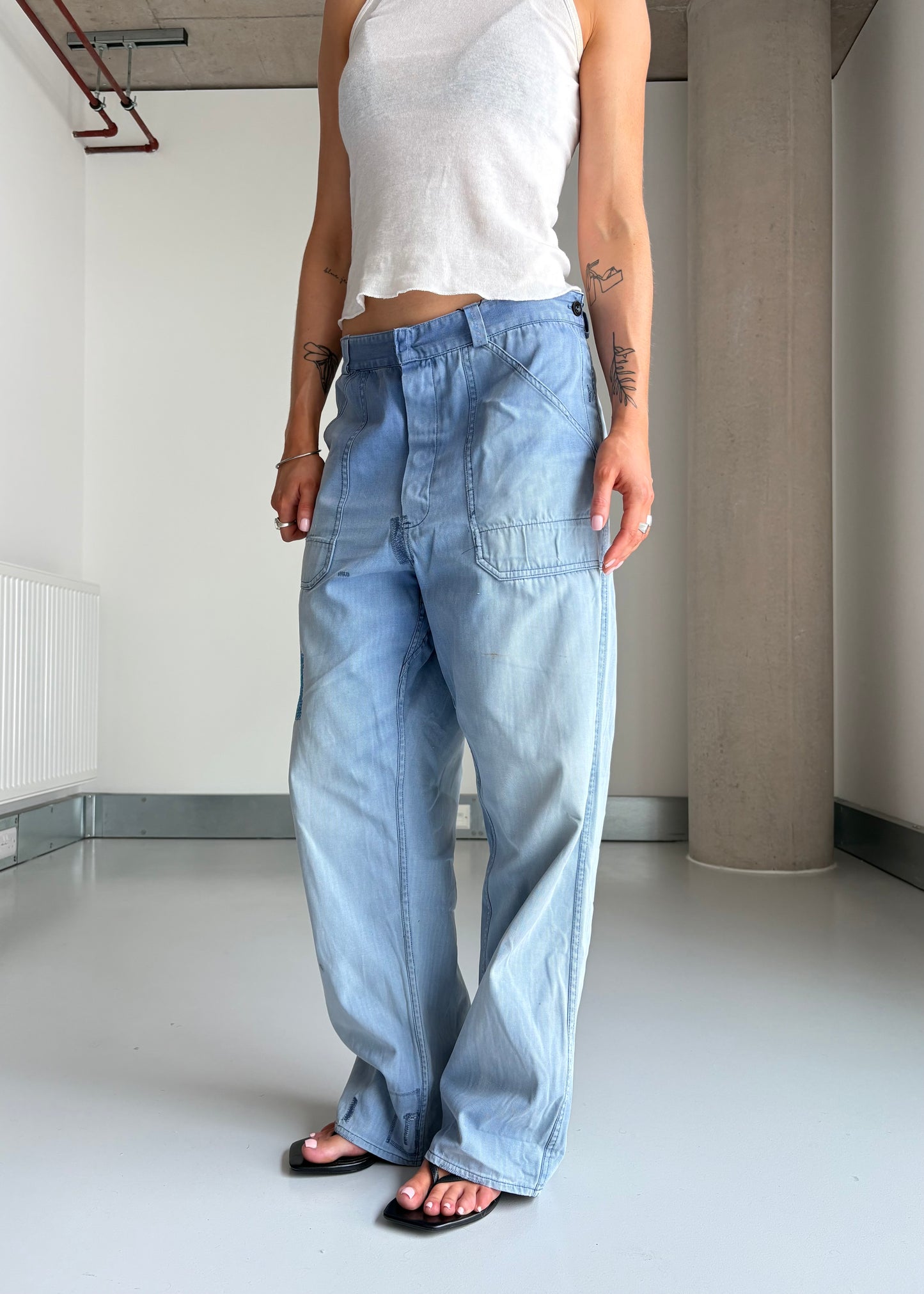 FADED BLUE WORK WEAR PANTS