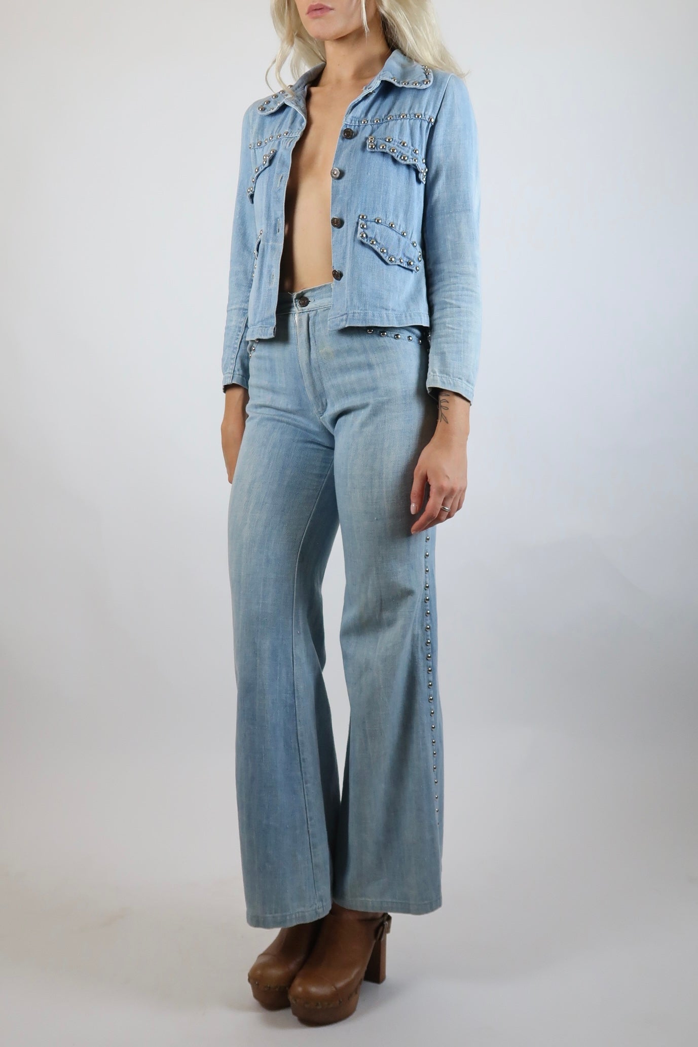 1970s rare denim studded suit