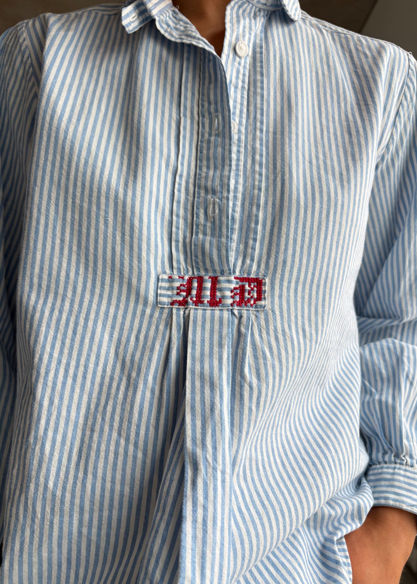 70s cotton stripe BLOUSE