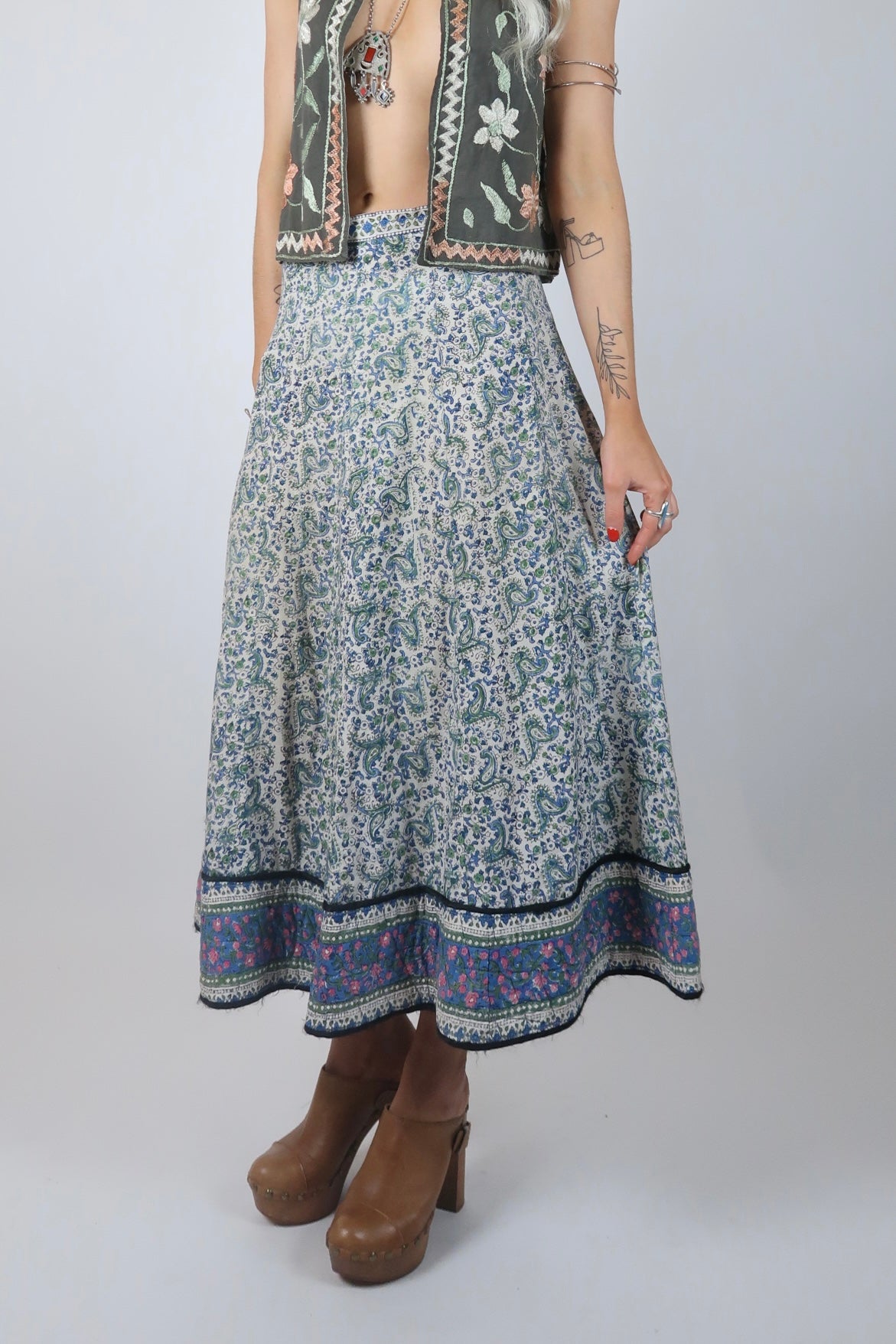 1970s Phool cotton midi skirt