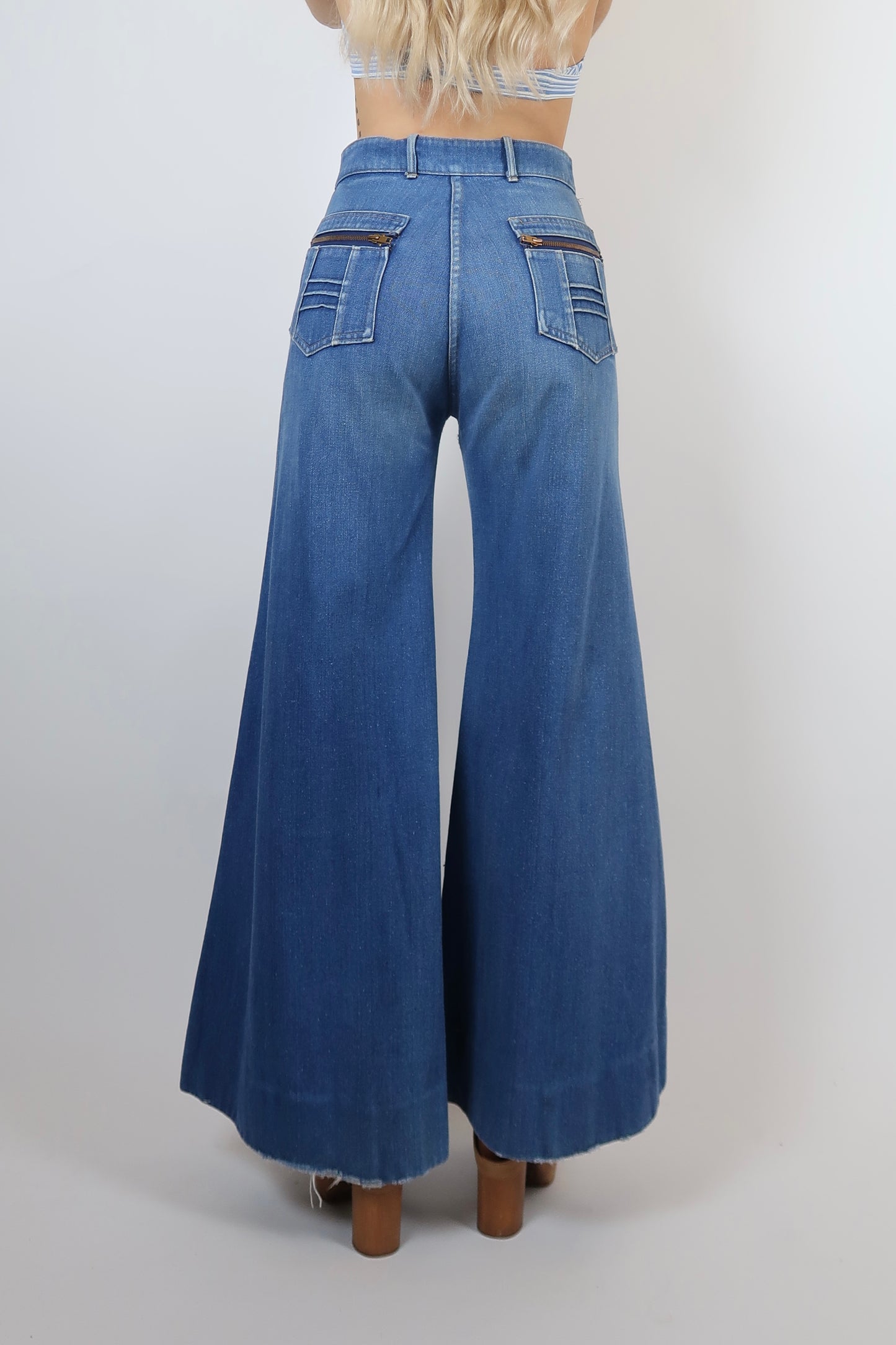 1970s huge bell flare jeans