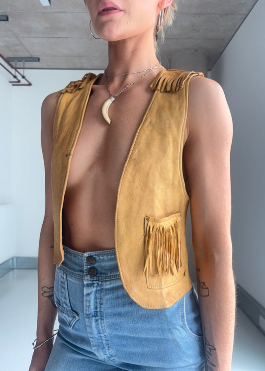70s leather waistcoat
