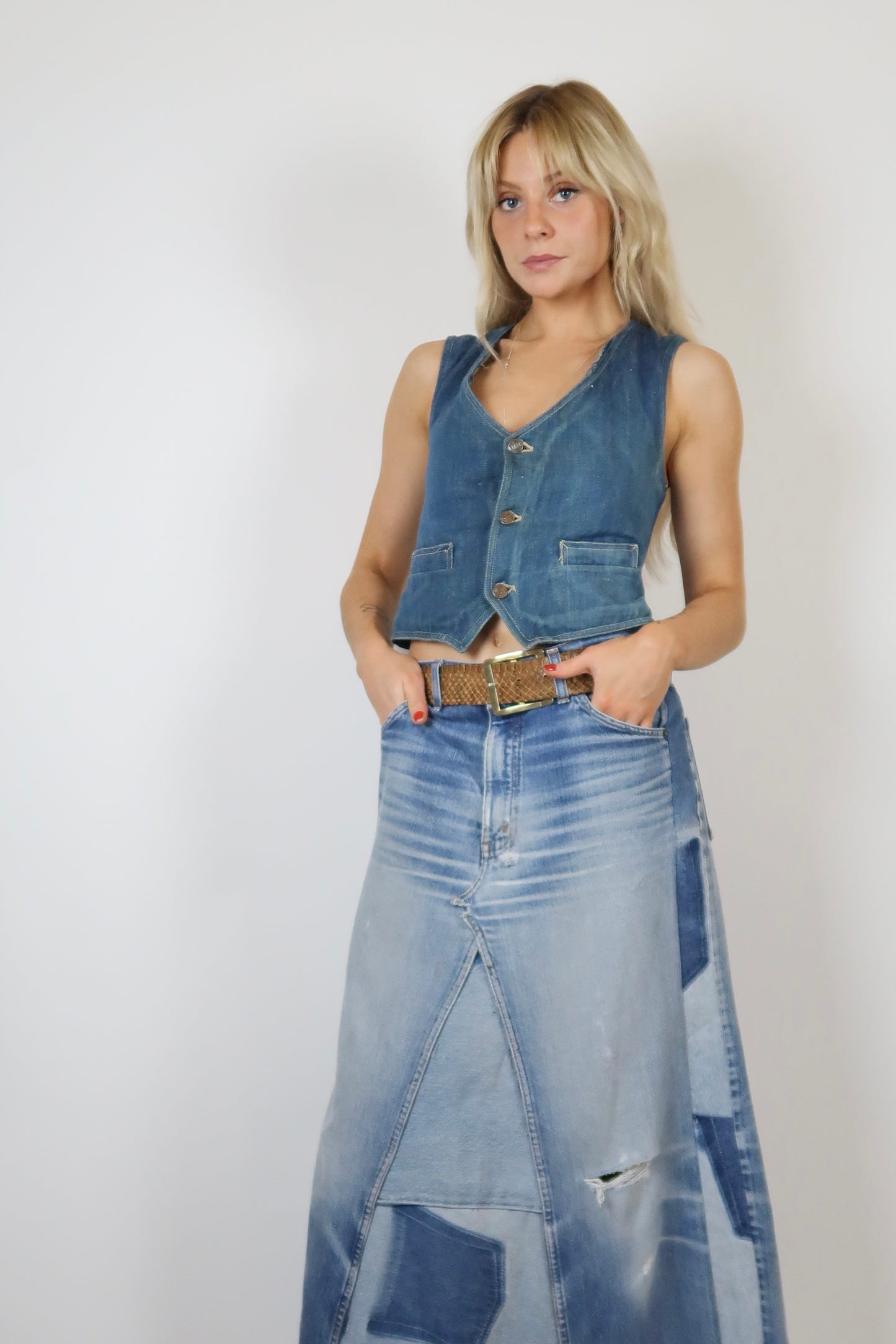 1970s denim waistcoat