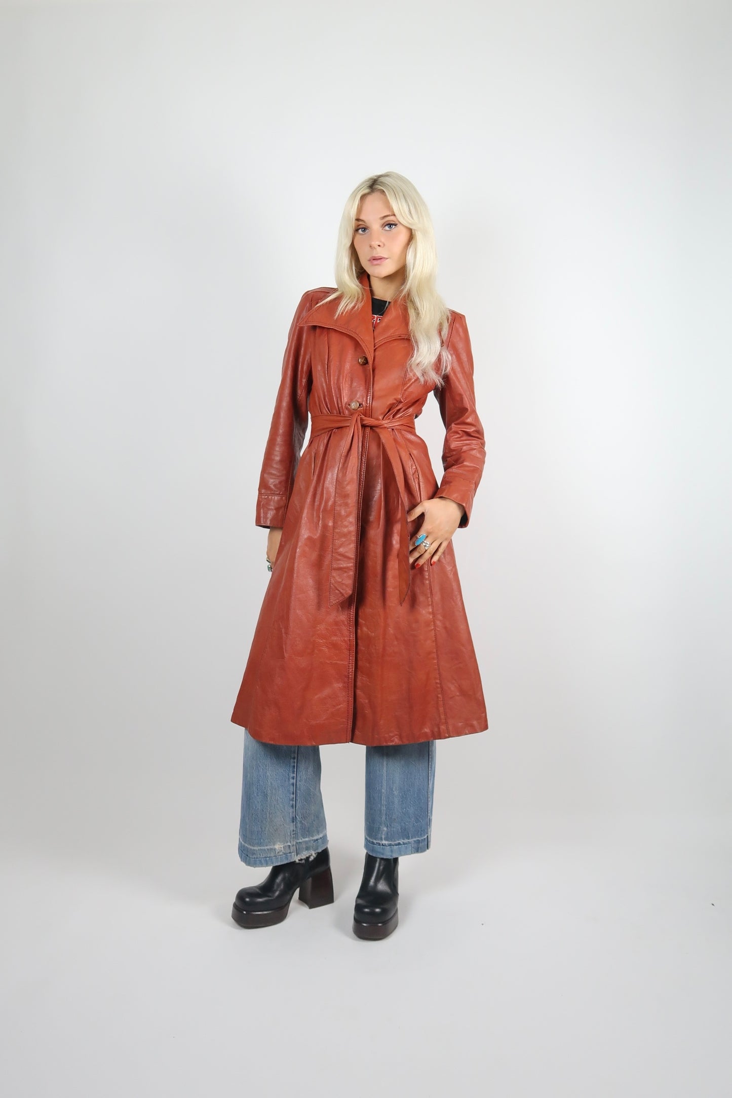 1970s leather trench