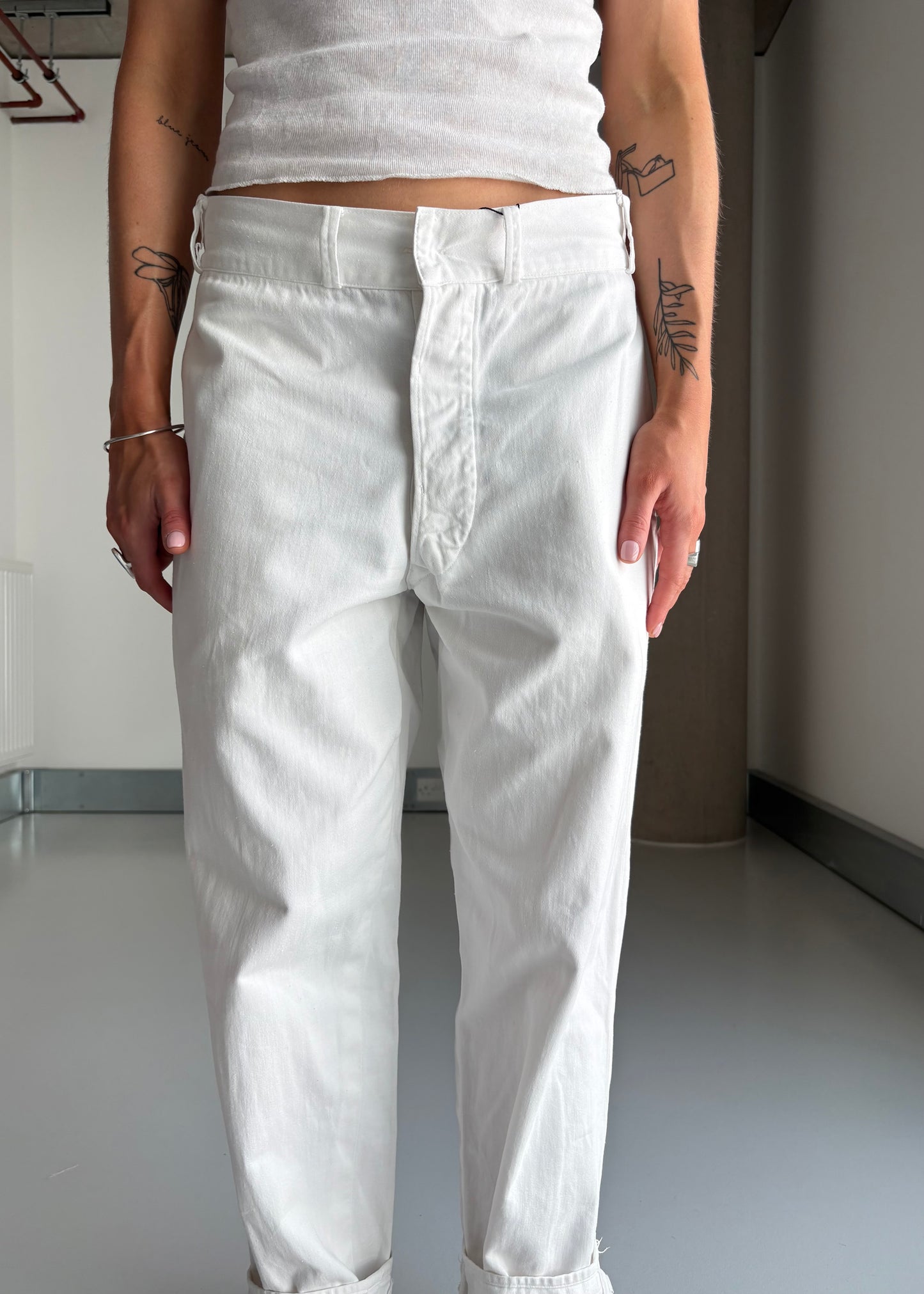 1950S WHITE WORK PANTS
