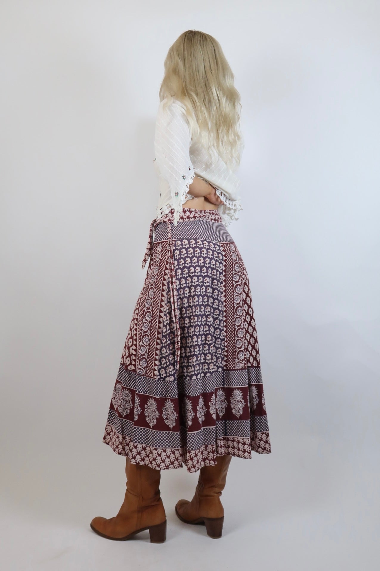 1970s Indian block printed wrap skirt