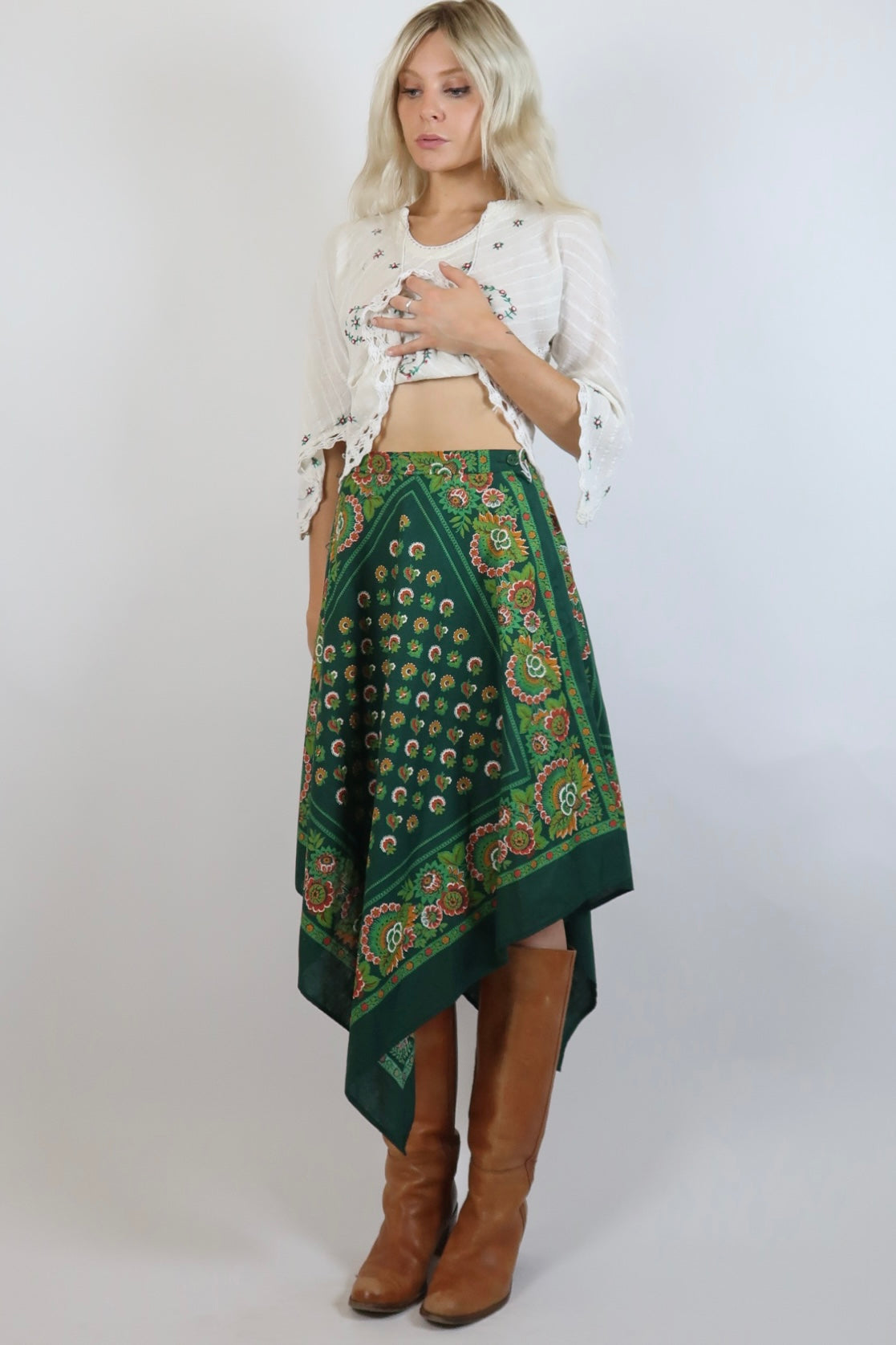 1970s cotton midi skirt