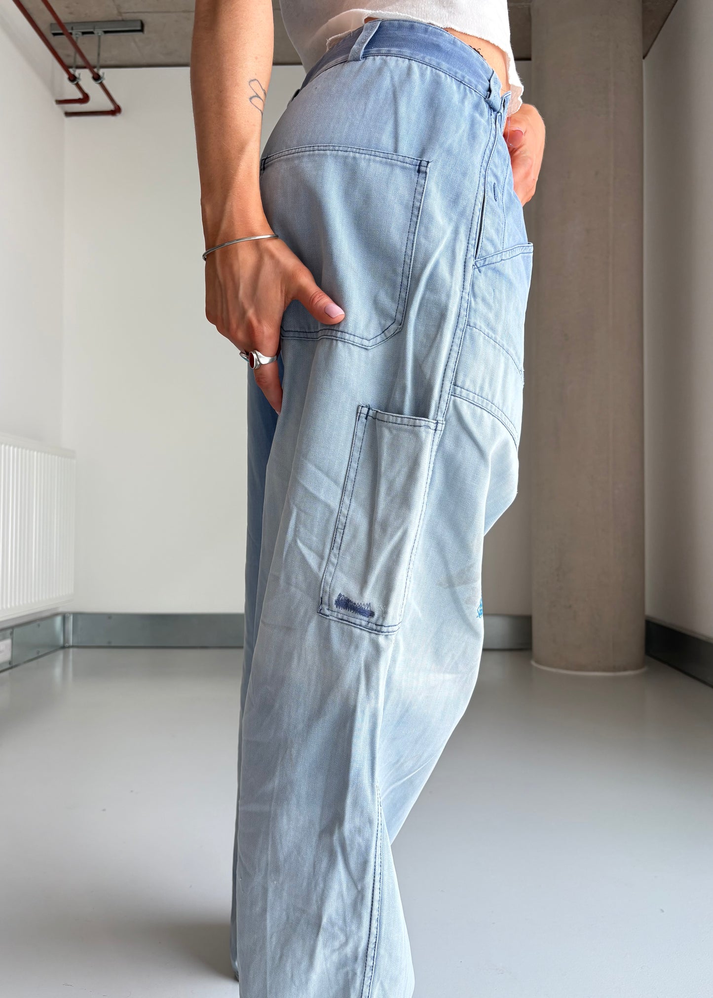 FADED BLUE WORK WEAR PANTS