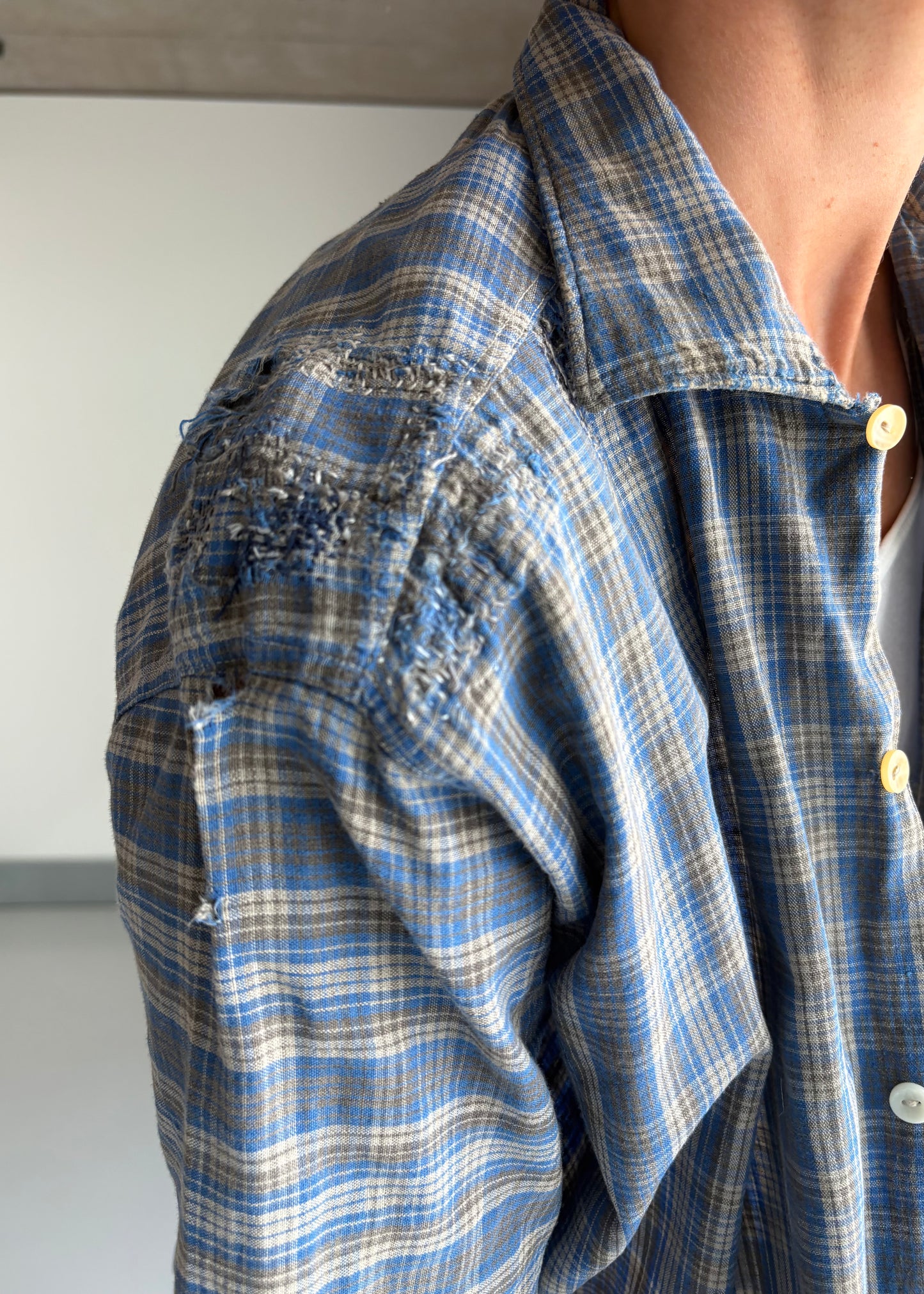 40s 50s work shirt with repairs