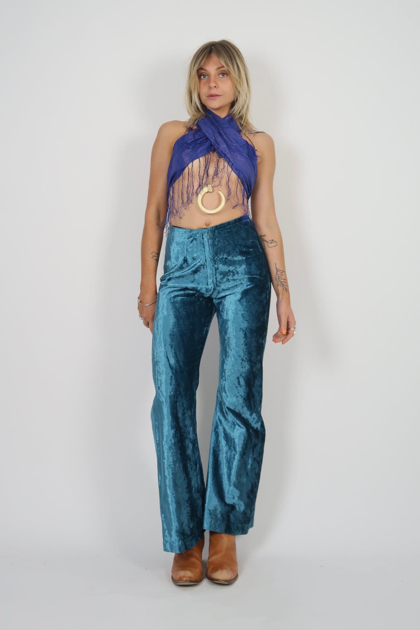 Late 1960s crushed velvet flares