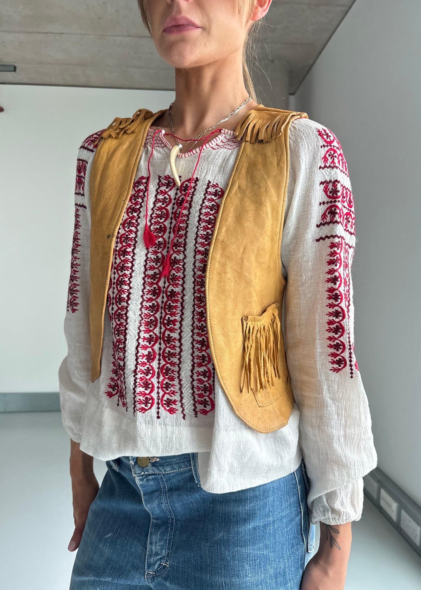 70s leather waistcoat