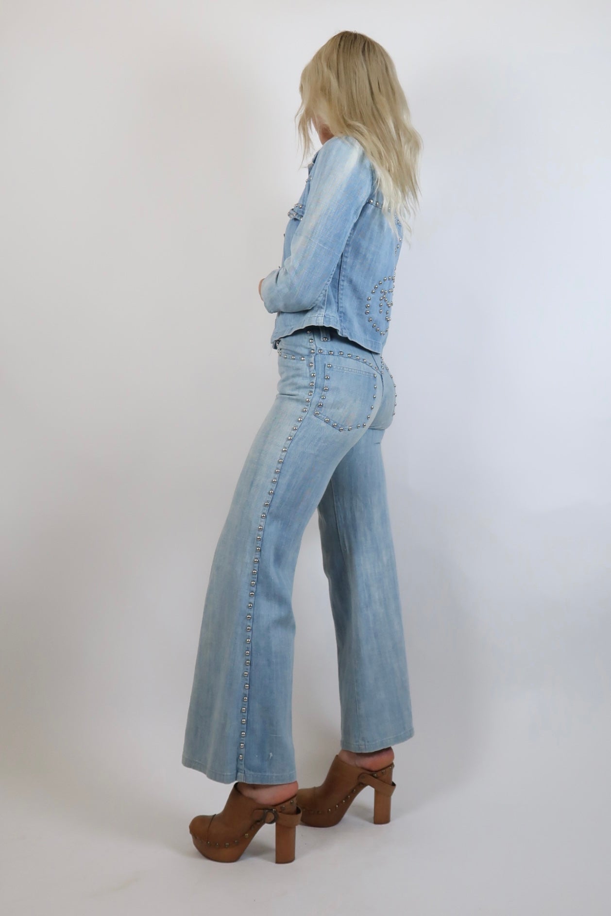 1970s rare denim studded suit