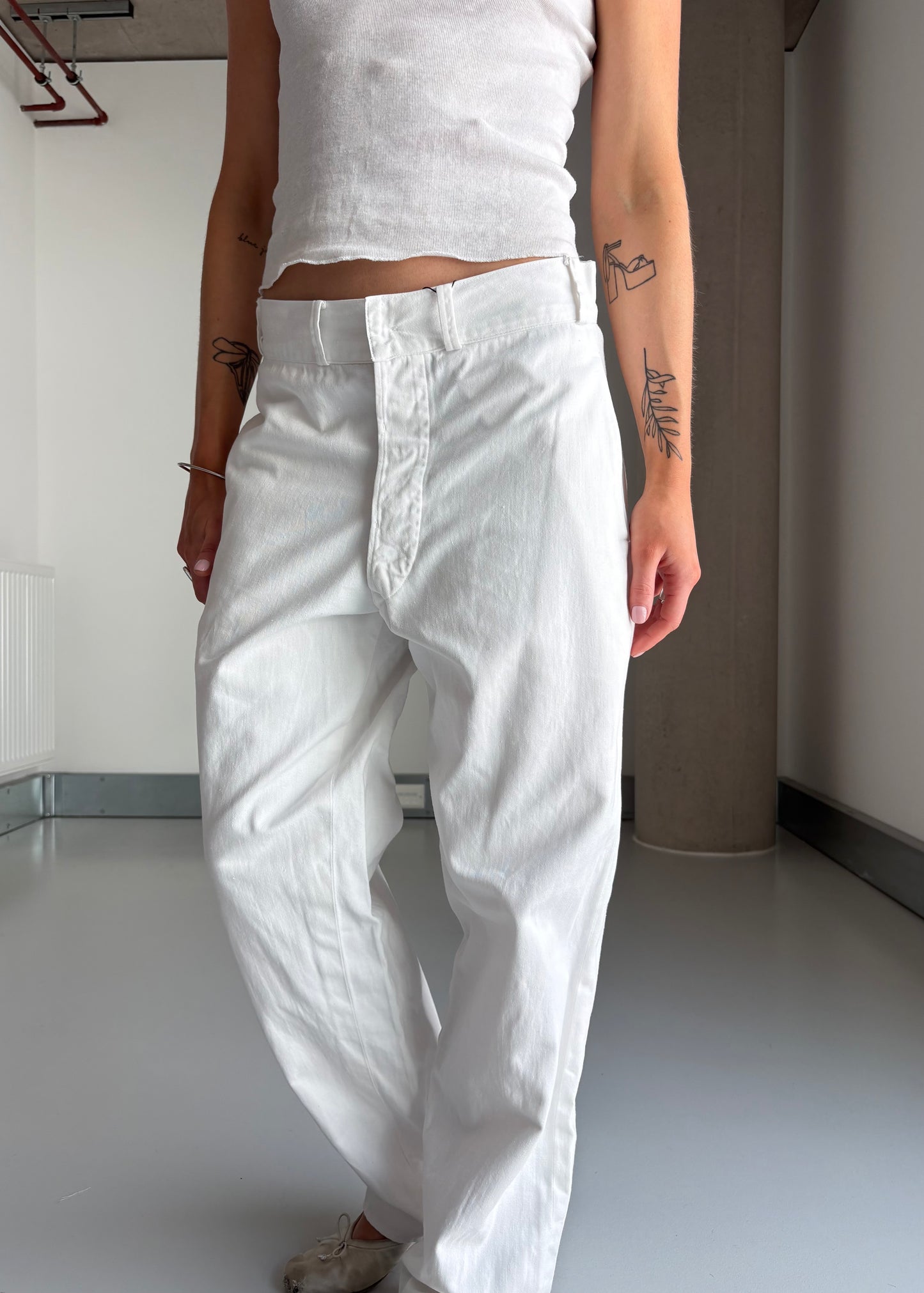 1950S WHITE WORK PANTS