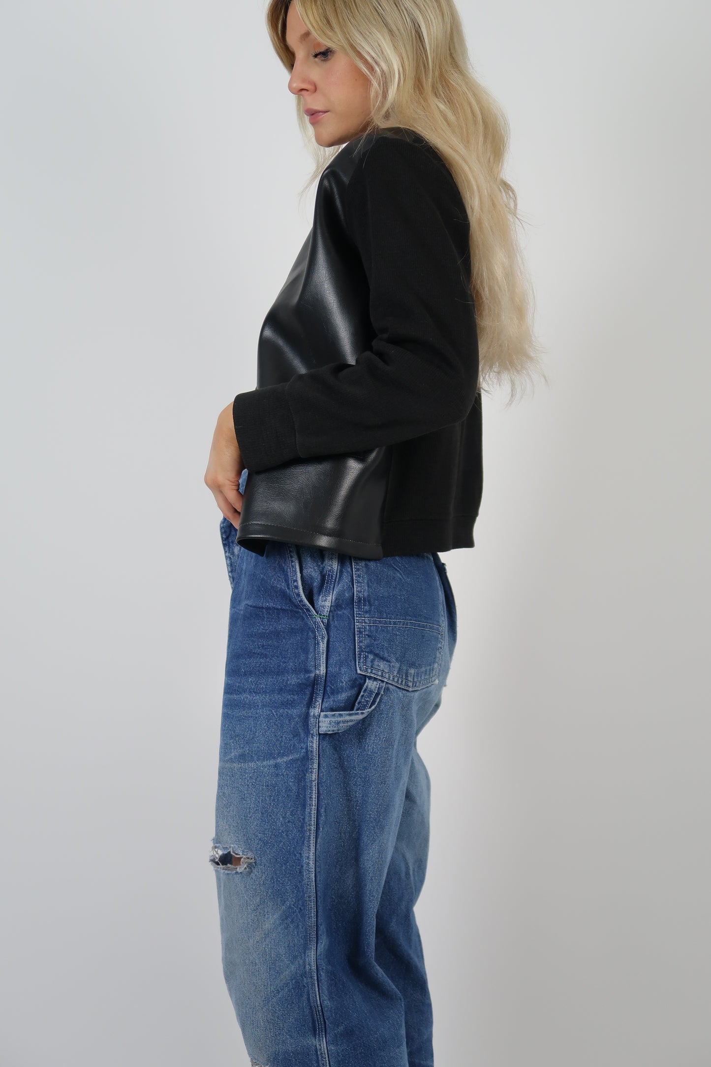 1950s pleather sweatshirt