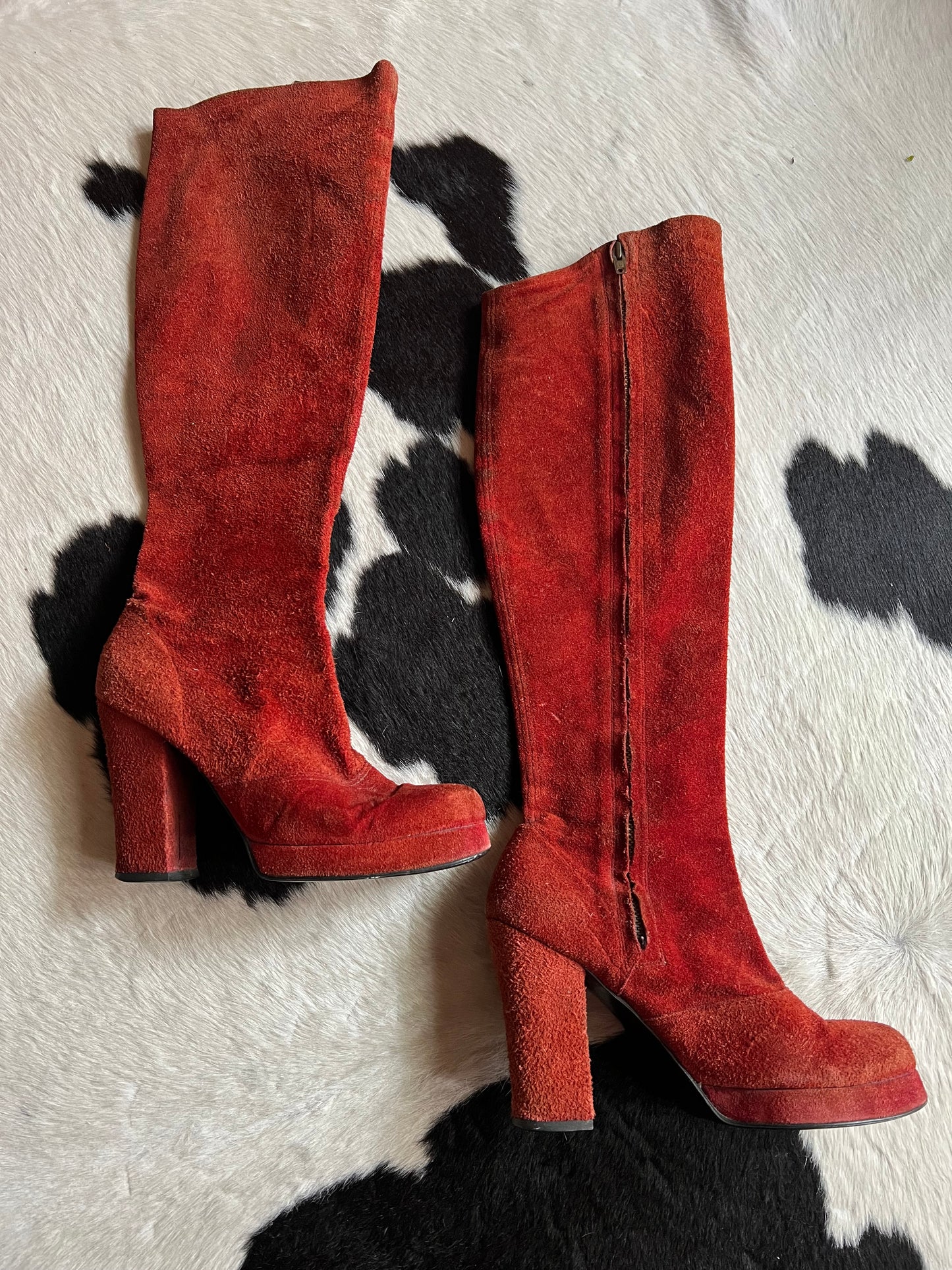 1970s suede knee high boots
