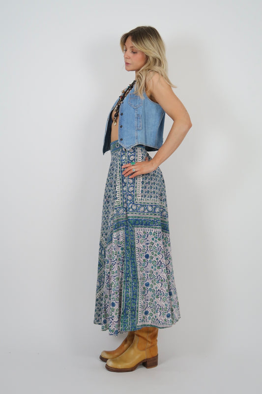1970s Anohki block print skirt