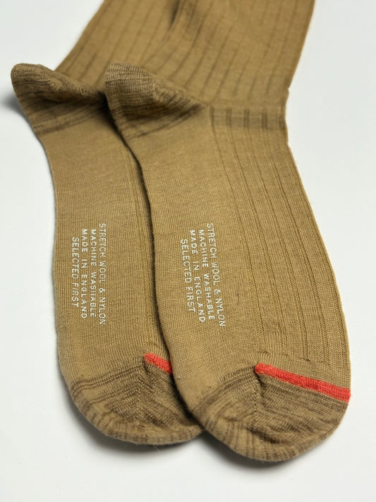 60s wool socks khaki