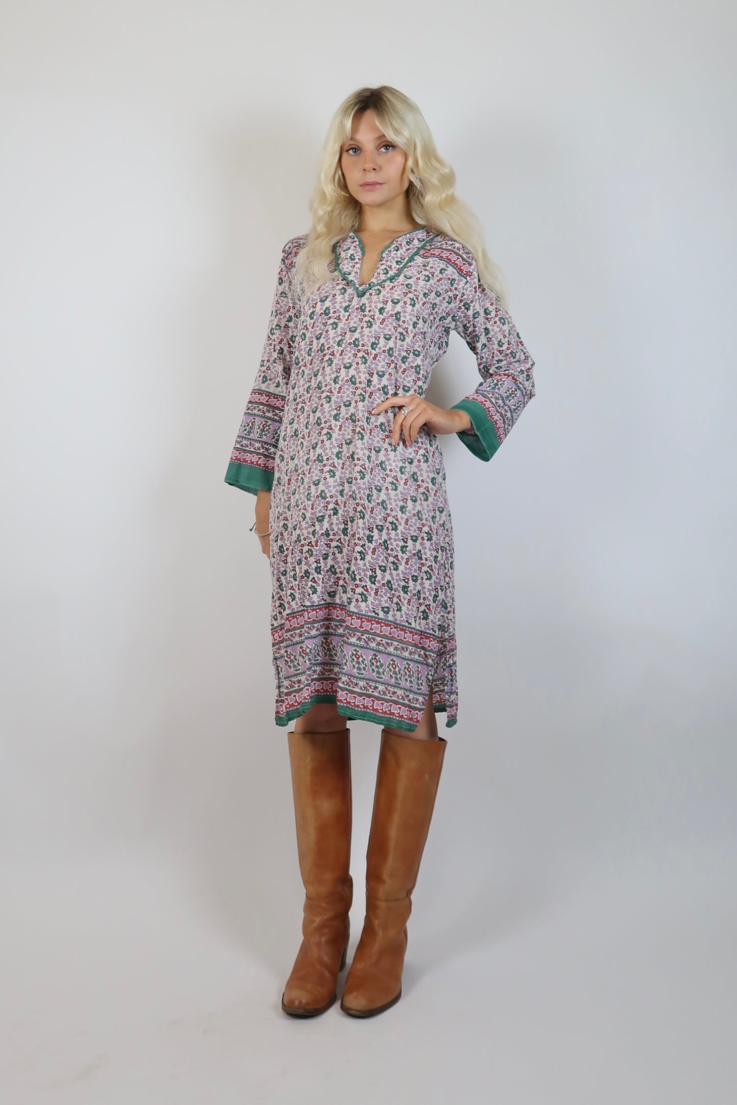 1970s Indian cotton midi dress